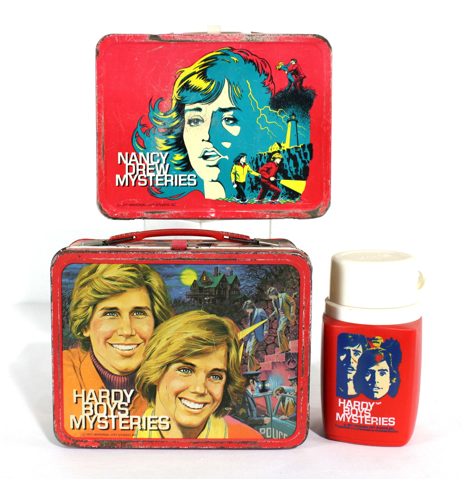 Hardy Boys and Nancy Drew Tin Aladdin Lunchboxes with Thermos, 1970s (1 of 2)
