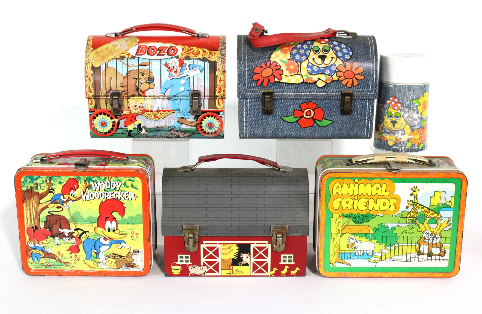 Tin Lunchboxes incl. Bozo Dome Top, Animal Friends and Woody Woodpecker (1 of 2)