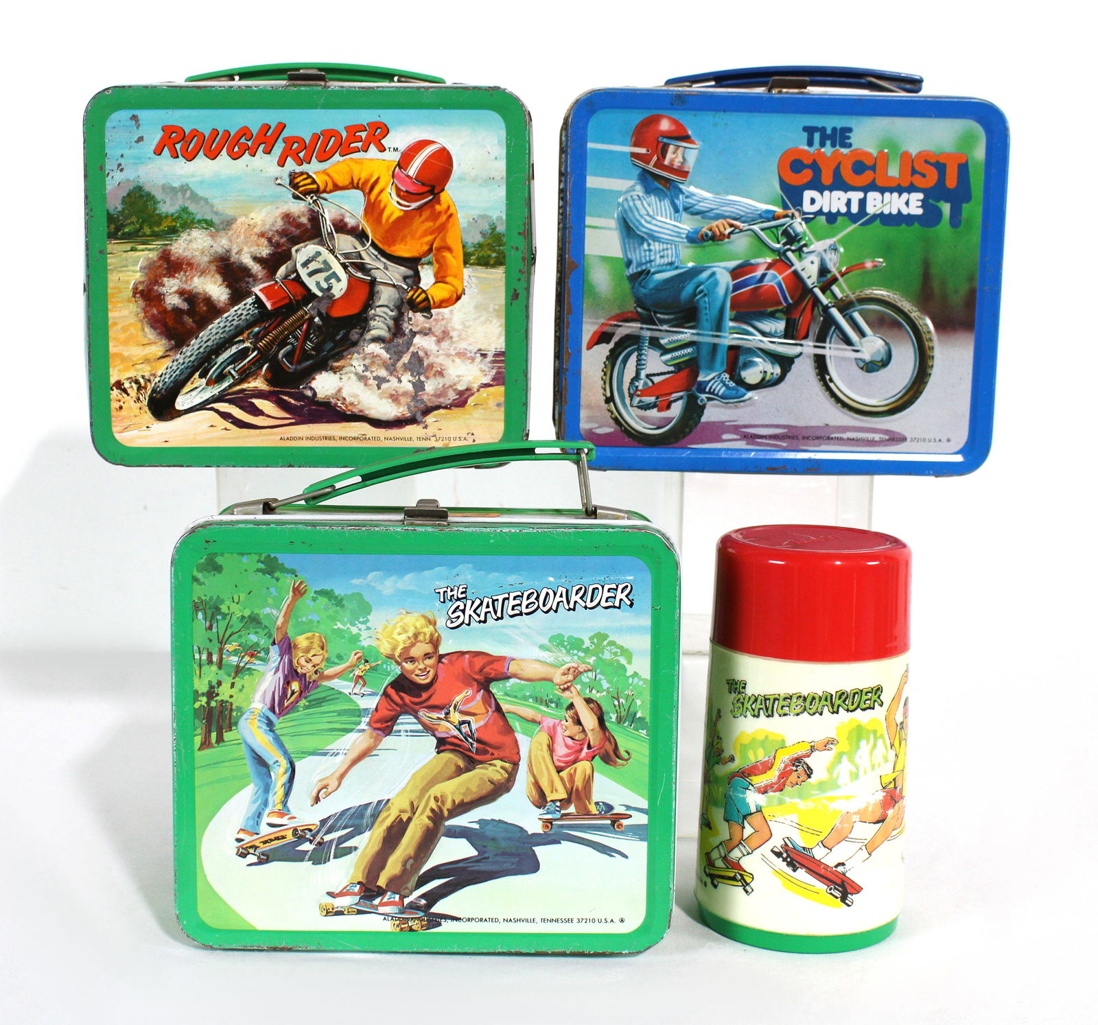 Tin Aladdin Lunchboxes incl. Rough RIder, The Cyclist and The Skateboarder (1 of 2)