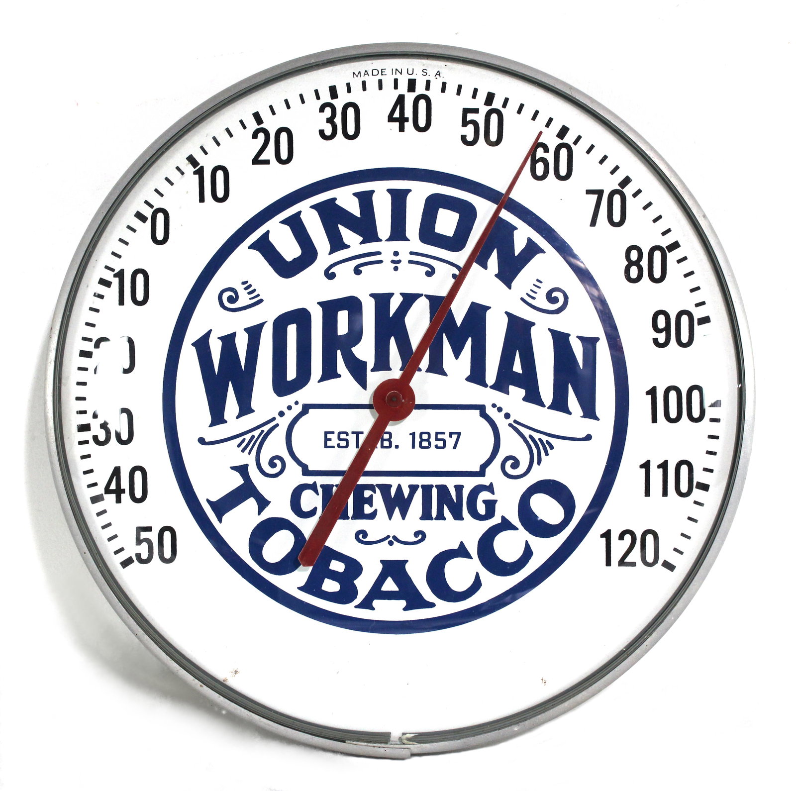 Union Workman Chewing Tobacco Glass Face Thermometer (1 of 2)