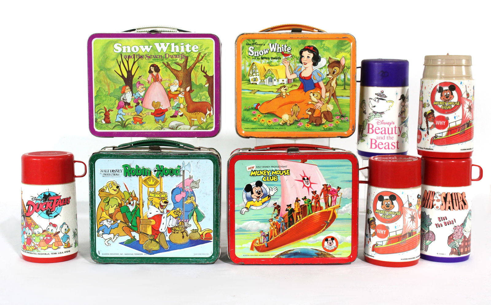 Disney Tin Lunchboxes and Thermoses incl. Mickey Mouse Club, Robin Hood and Snow White (1 of 2)