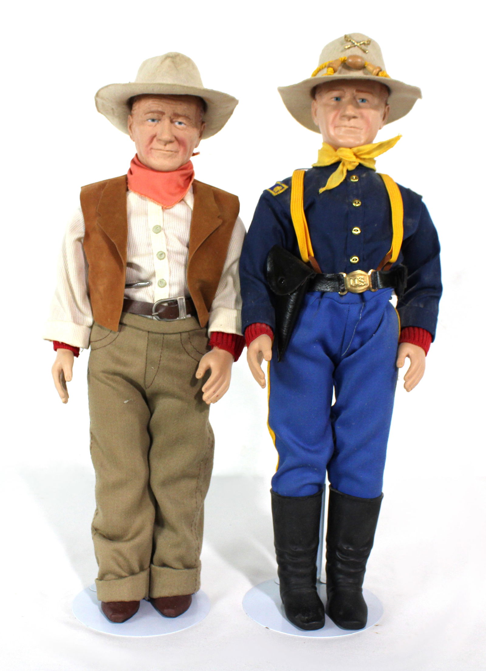 Effanbee 17" John Wayne Dolls: Total of 2. In-house shipping available. Dimensions of one: 18 x 6 x 4
