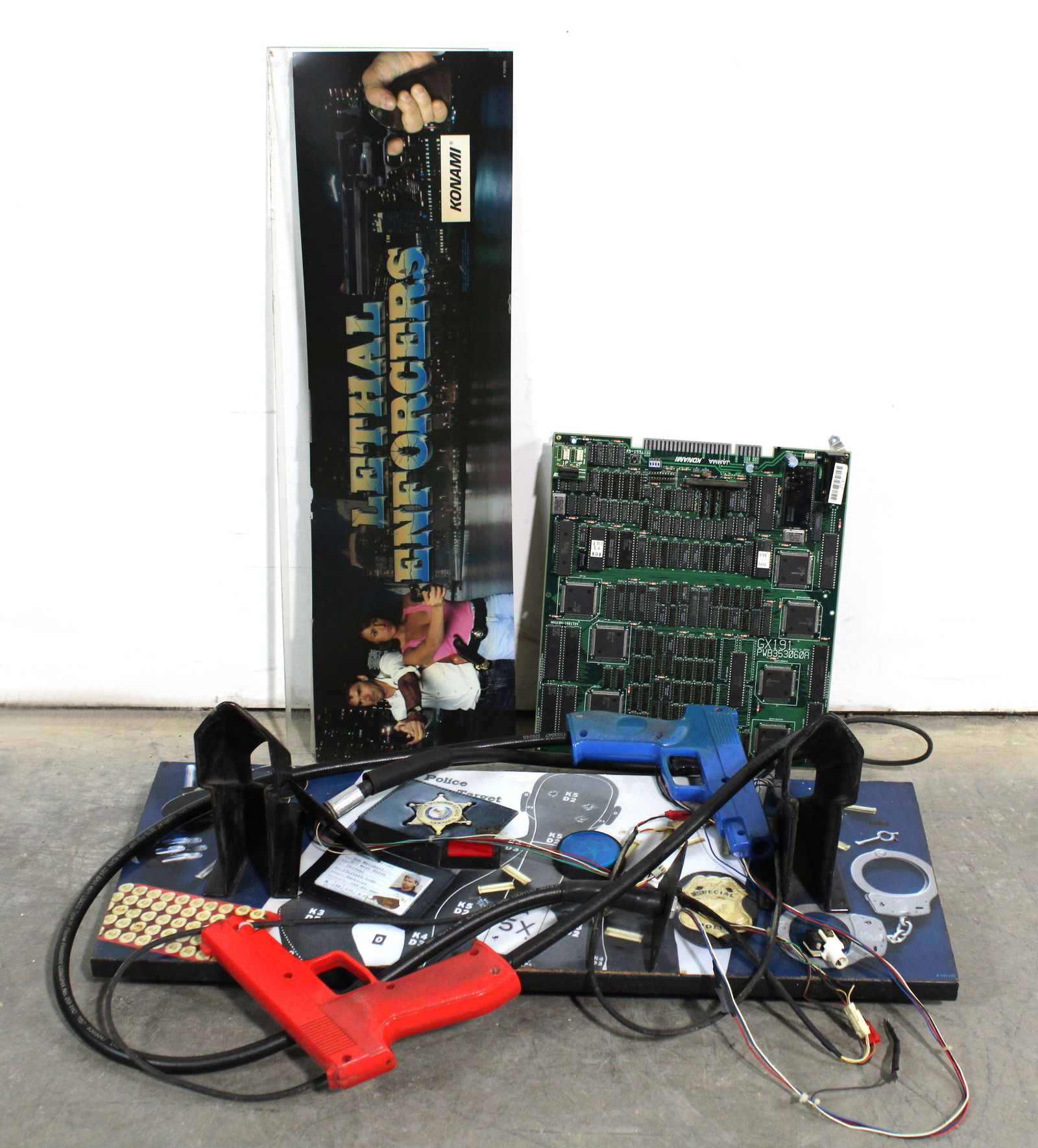 Konami Lethal Enforcers Arcade Game Board, Header and Control Panel with Guns (1 of 2)