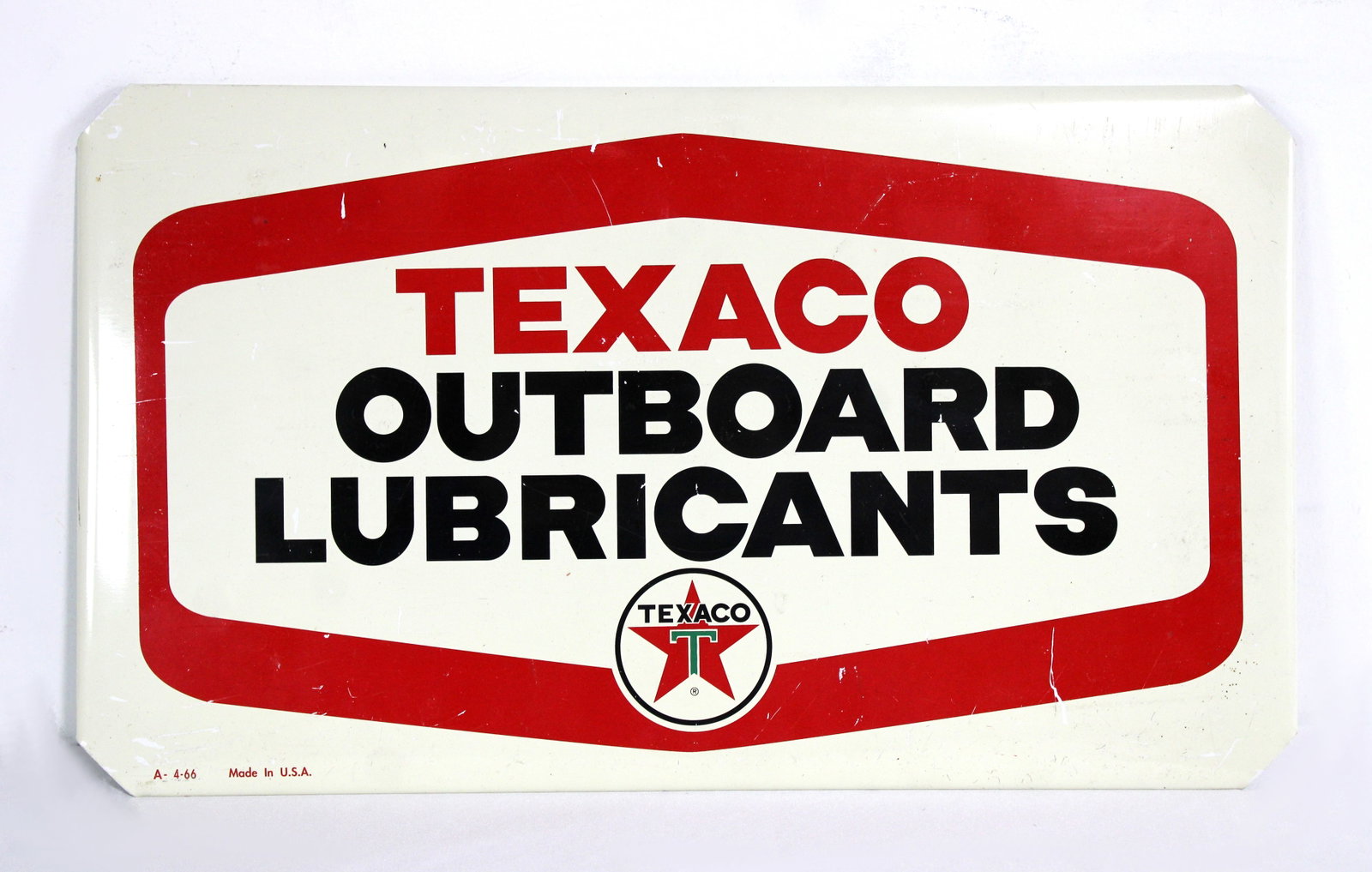Texaco Outboard Lubricants Rack Sign: In-house shipping available. Dimensions: 10 x 16