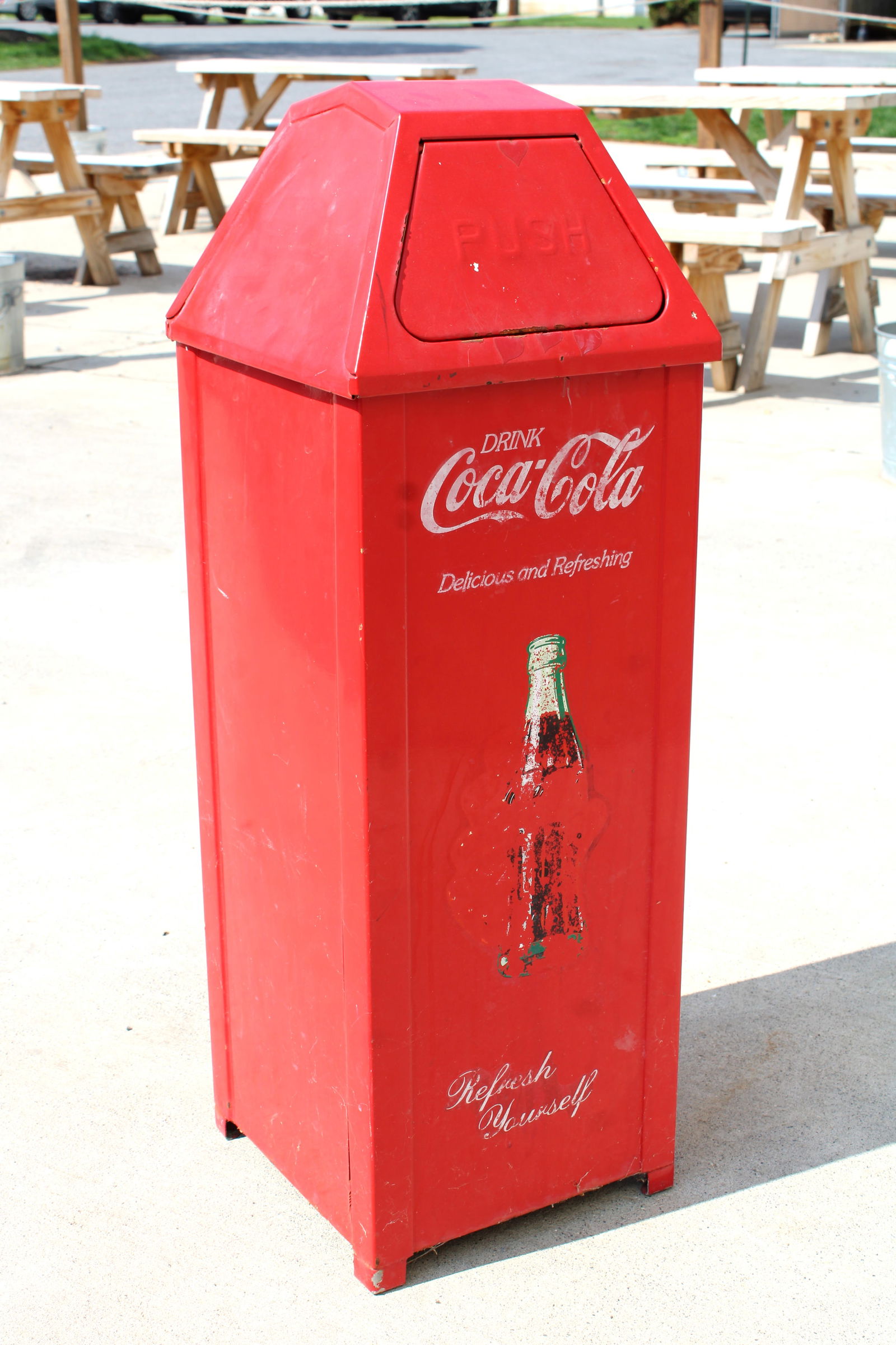Coca Cola Themed Metal Trashcan (1 of 3)