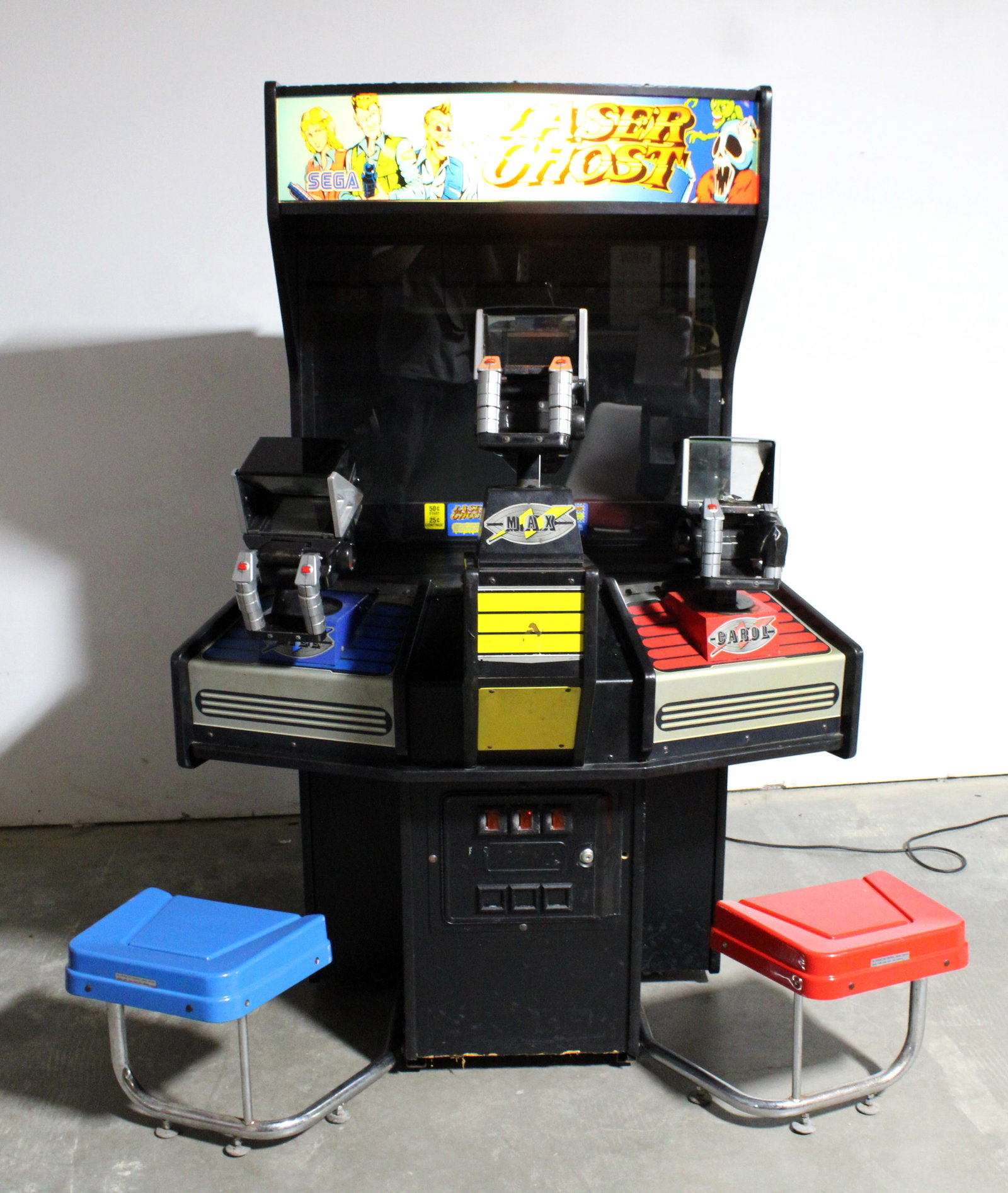 Sega Laser Ghost Gun Arcade Game: Lights up, not working. This item requires third-party shipping or pickup arrangements to be made. Dimensions: 73 x 51 x 57