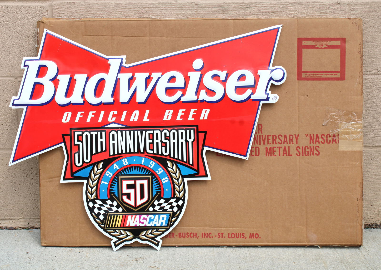 Nascar 50th Anniversary / Budweiser Beer NOS Tin Sign (1 of 1)
