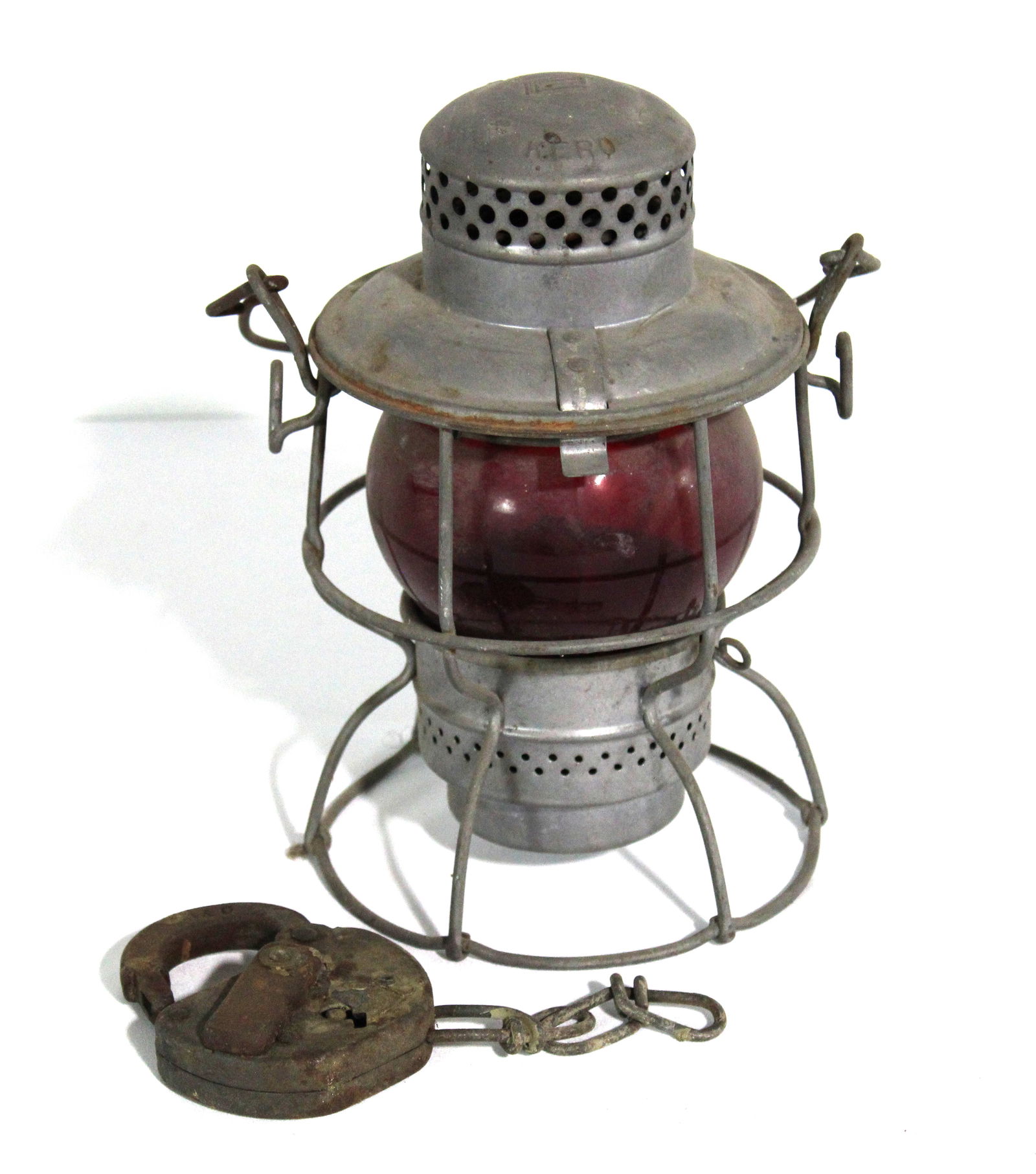 Ruby Glass Railroad Lantern and B&O Canal Lock (1 of 2)