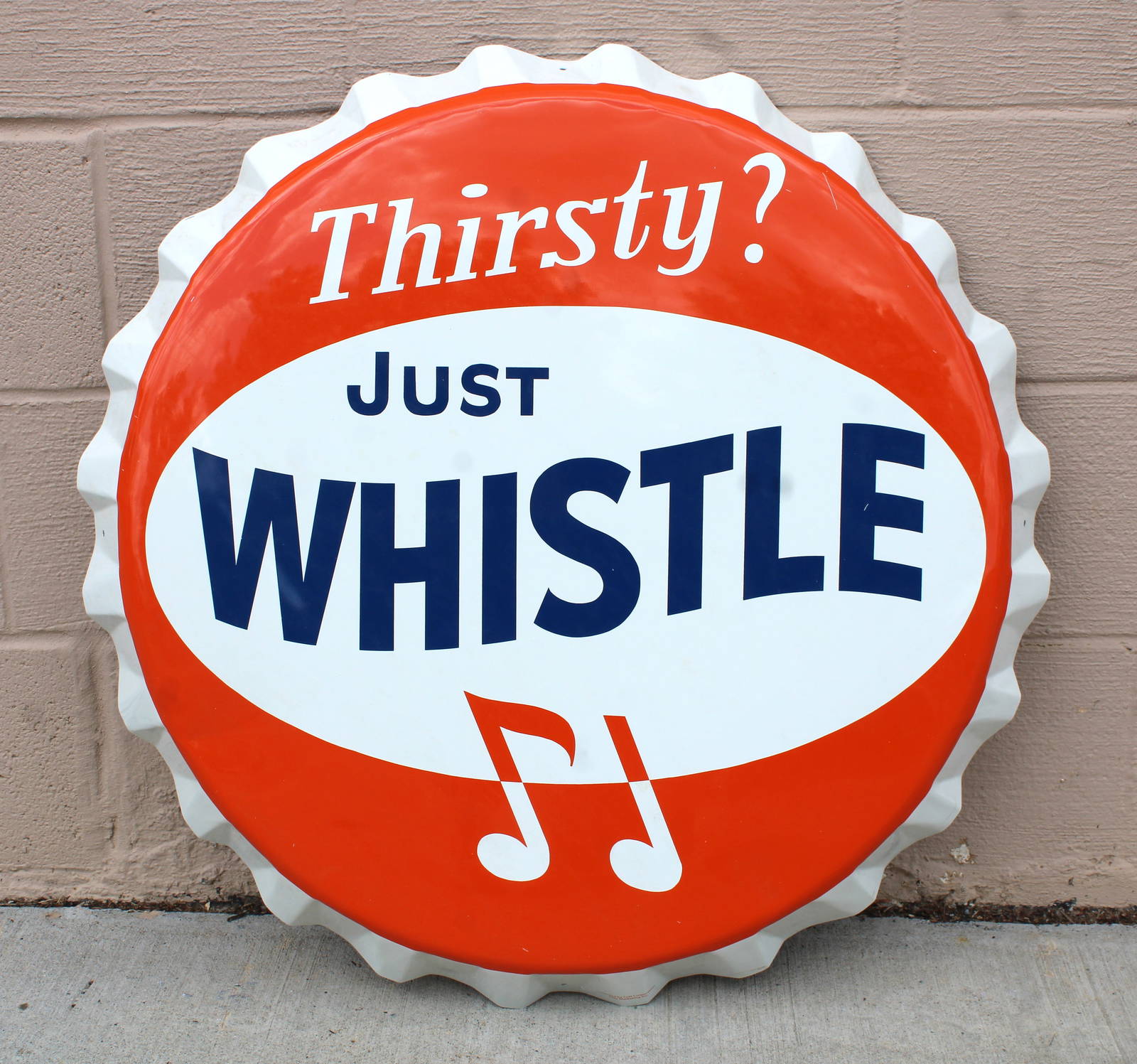 Whistle Bottle Cap Advertising Sign, Authorized Reproduction Auction