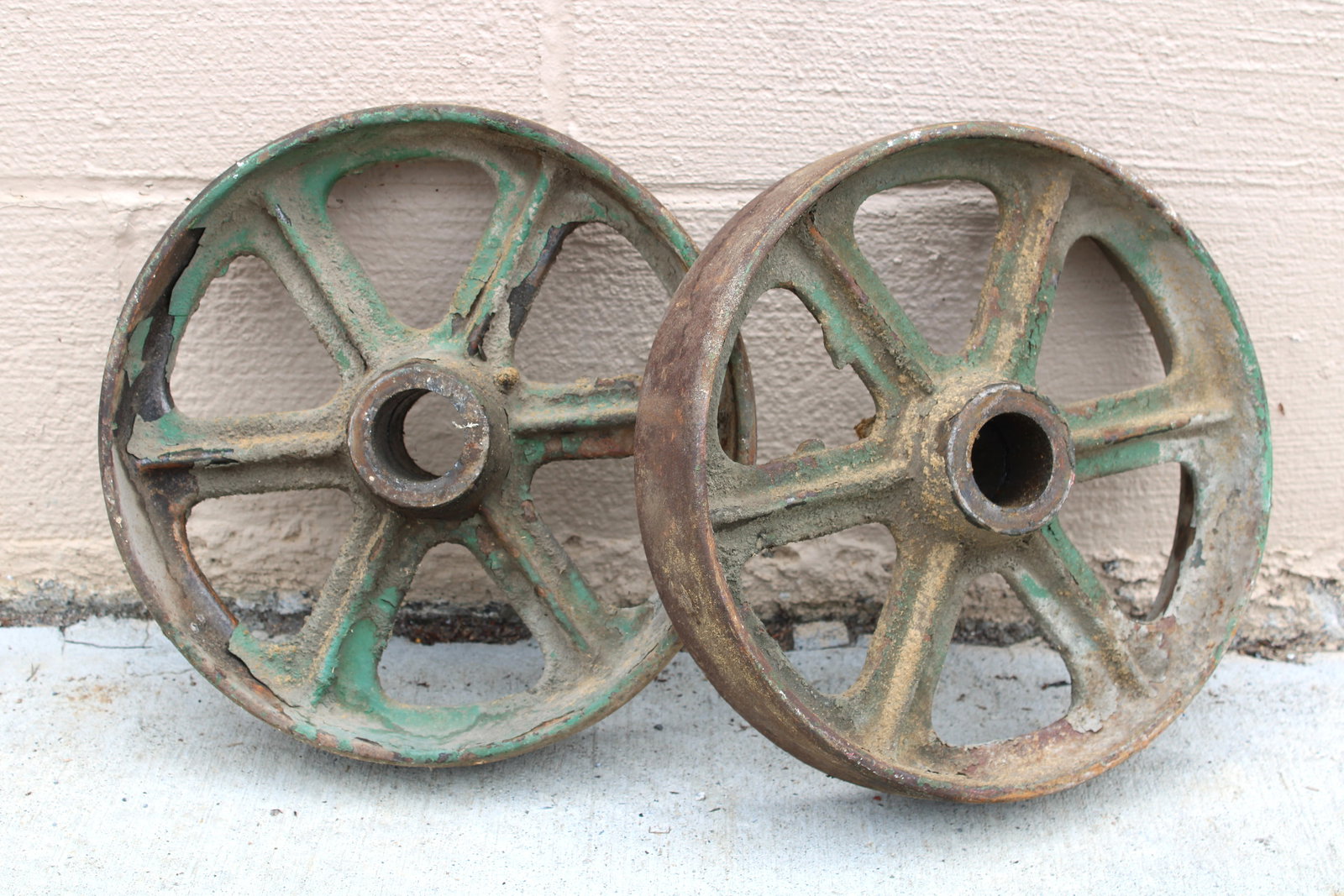 Antique Cast Iron Pulley Wheels (1 of 2)