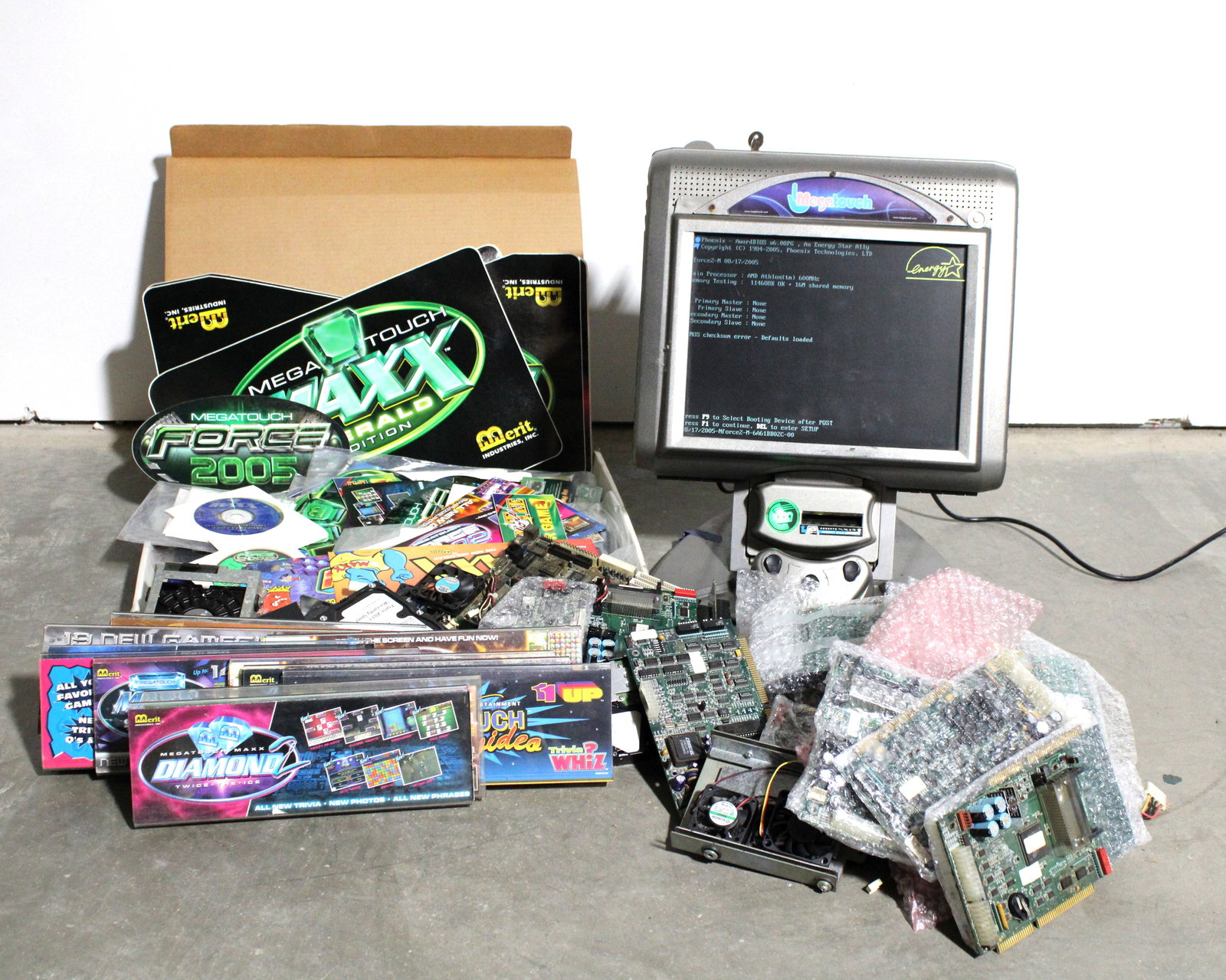 Megatouch Tabletop Arcade with Box of Marques, Boards and More (1 of 5)