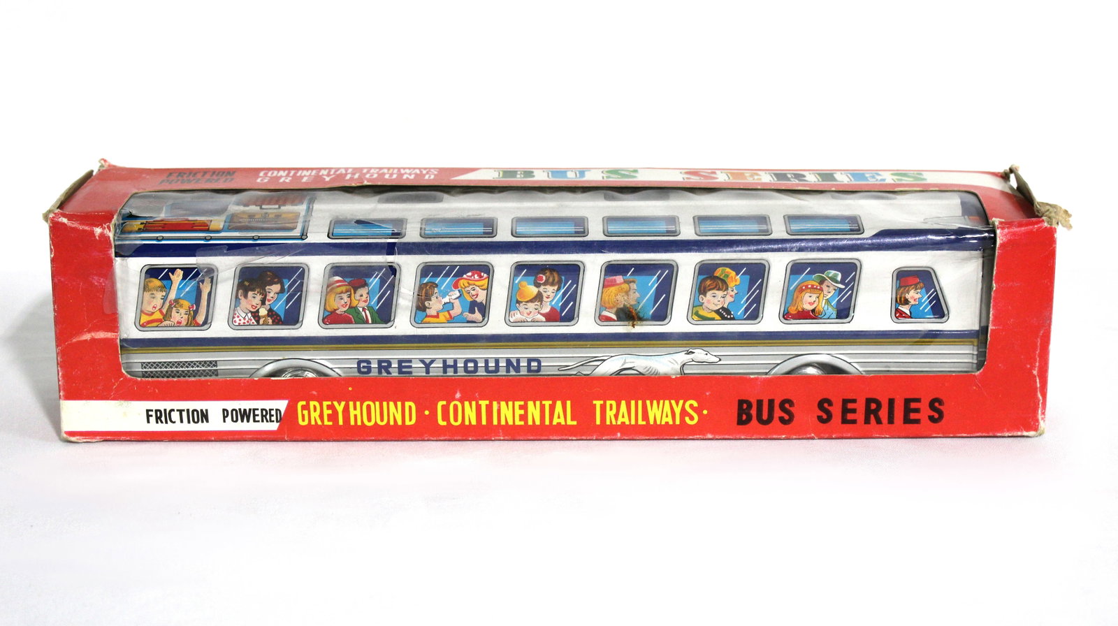 Continental Greyhound Bus with Box: In-house shipping available. Dimensions: 4 x 15 x 4