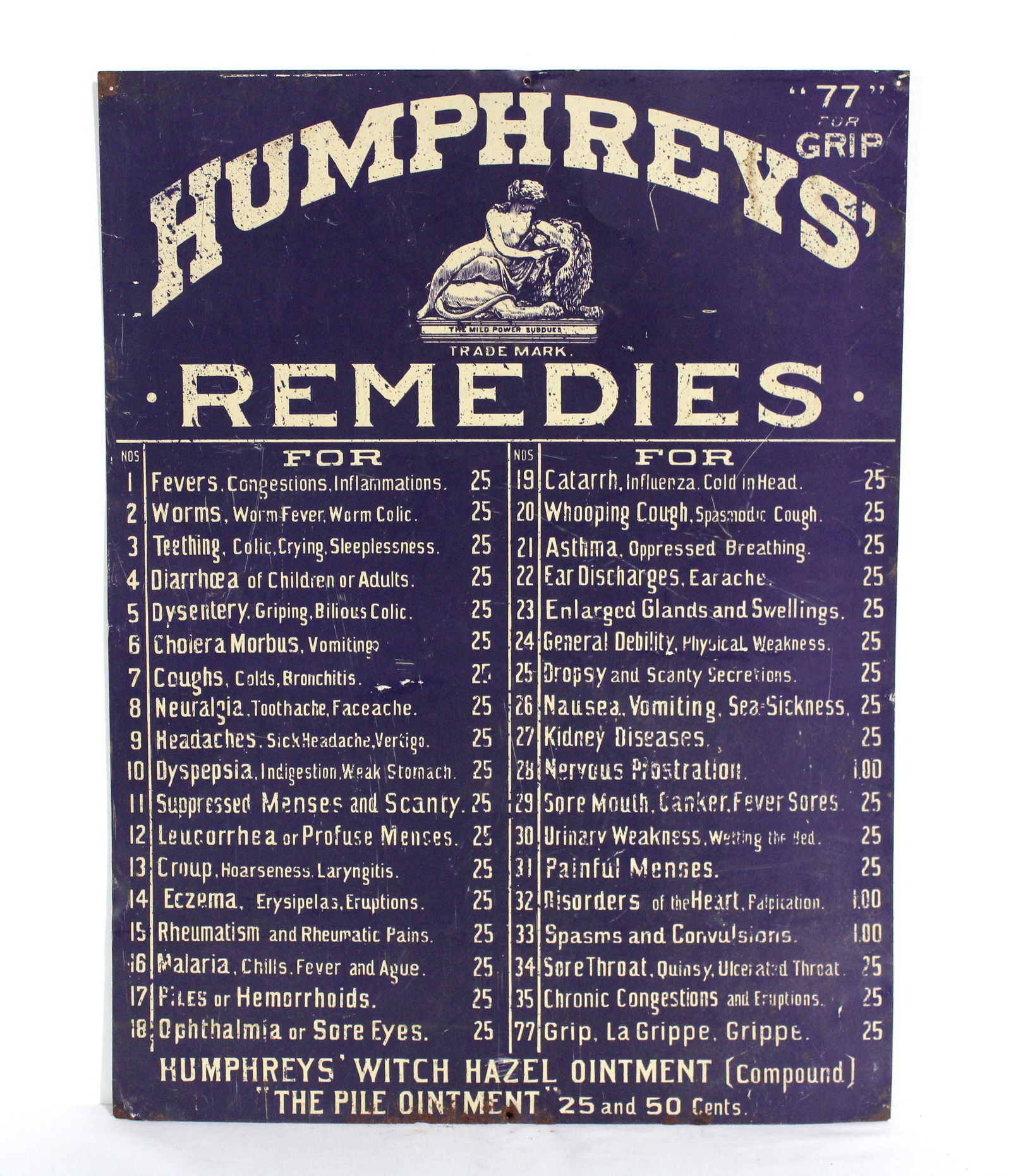 Humphreys' Remedies Store Display Cabinet Front Sign (1 of 2)