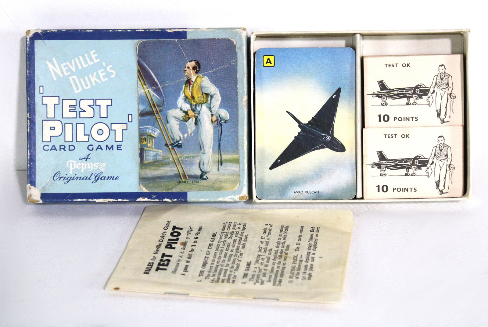 Neville Dukes "Test Pilot" Card Game: Not checked for completeness. In-house shipping available.