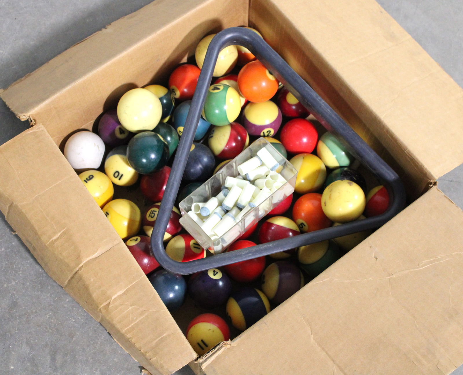 Box Lot of Miscellaneous Pool Balls (1 of 1)