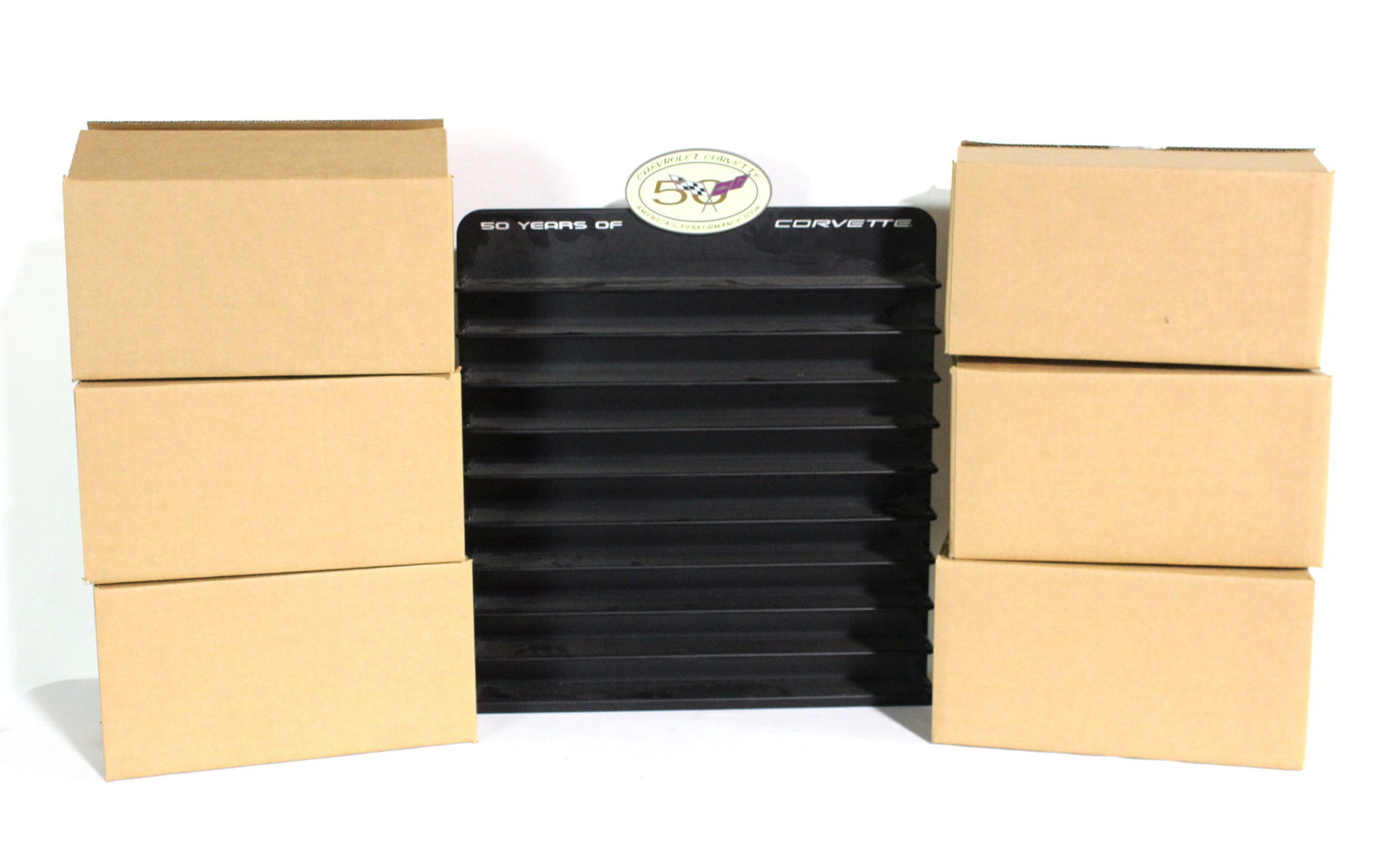 50 Years of Corvette Collector Shelf with Six Boxes of Cars (1 of 4)