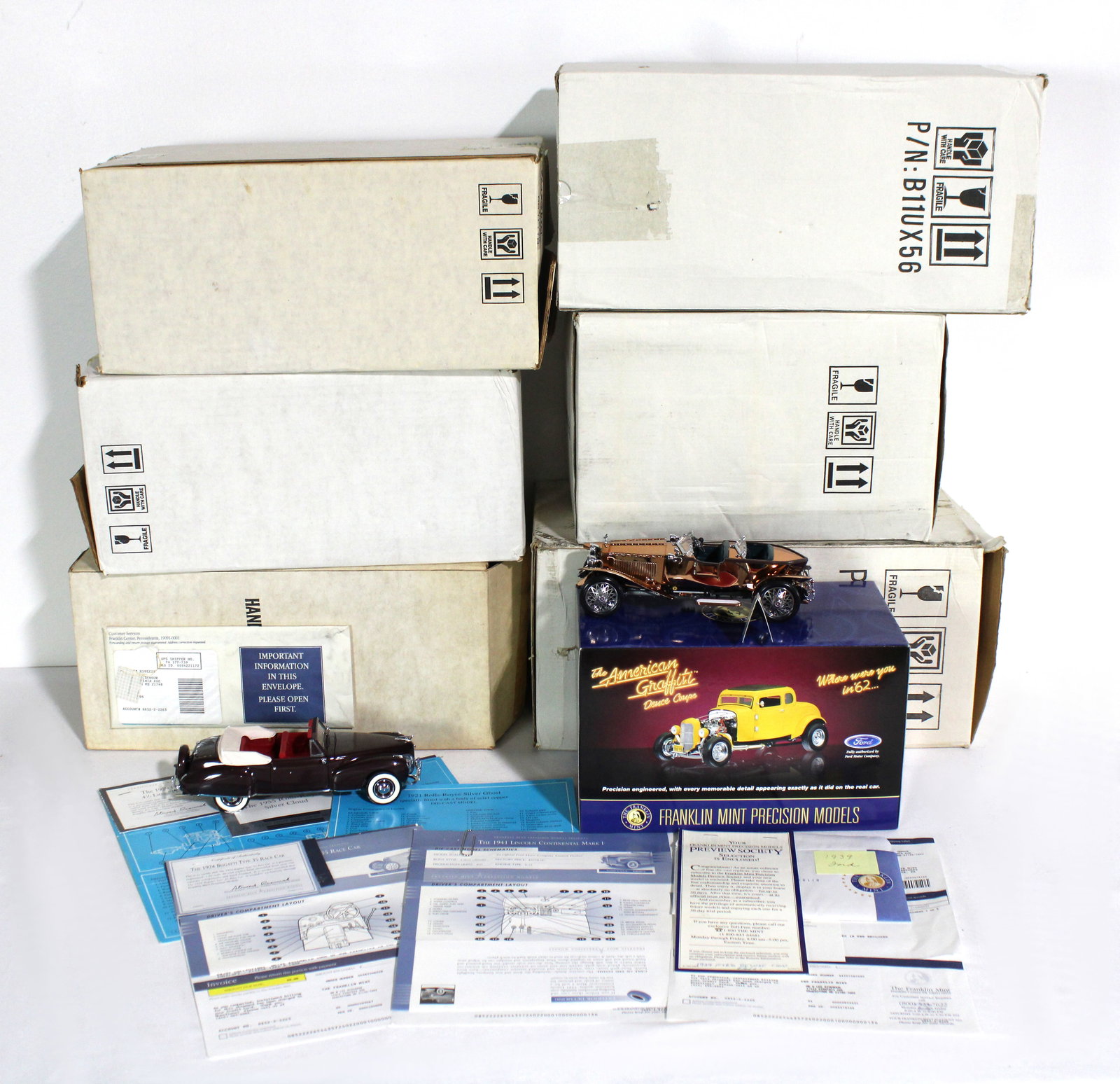 Six Franklin Mint Cars incl. 1929 Bugatti Type 35 Race Car (1 of 3)