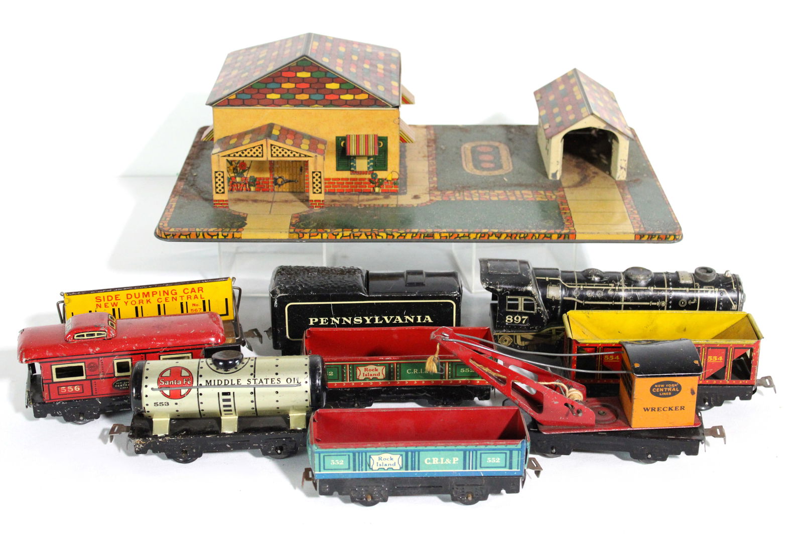 Marx Tin Toys incl. Train Cars and House (1 of 1)
