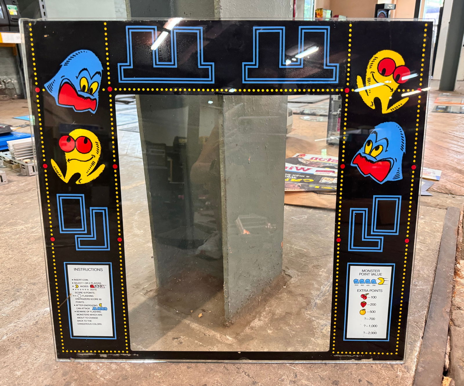 Bally Pac-Man Arcade Game Marquee Glass (1 of 1)