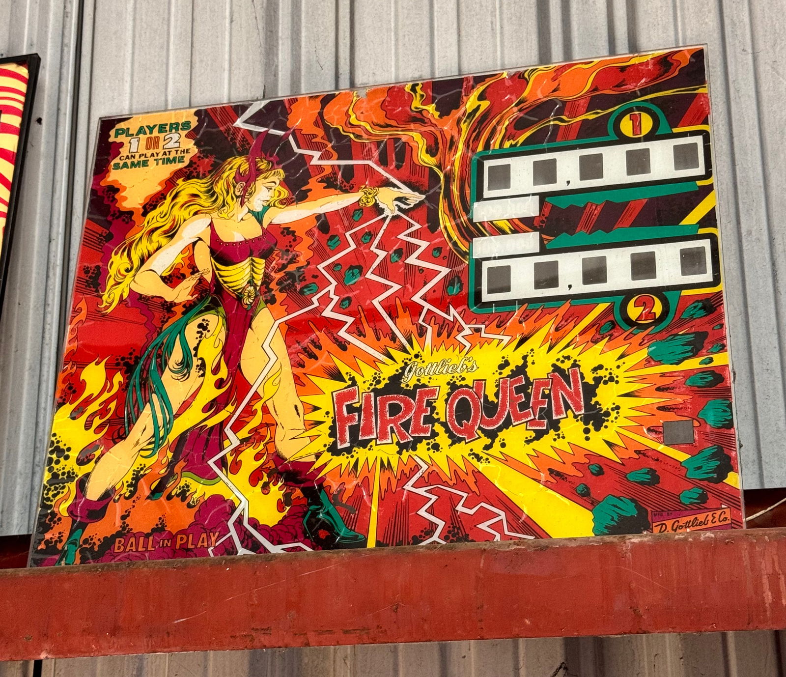 Gottlieb Fire Queen Pinball Machine Backglass (1 of 1)