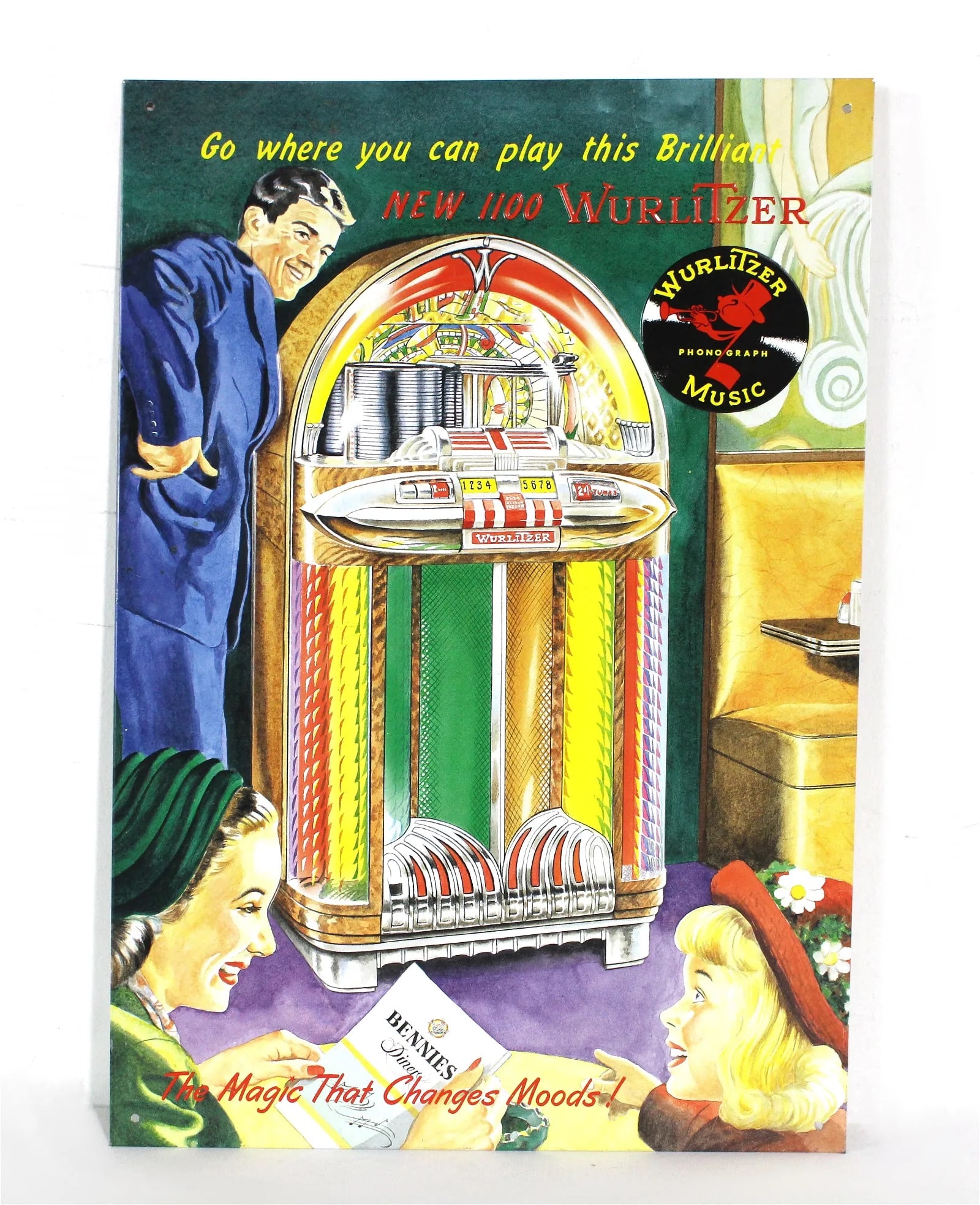 Wurlitzer 1100 Jukebox Tin Novelty Sign (1 of 1)