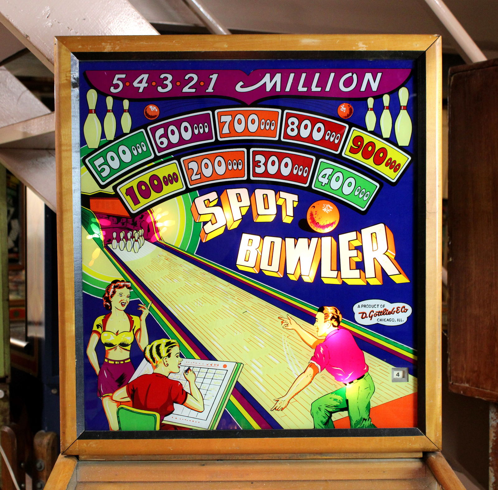 Gottlieb Spot Bowler Woodrail Pinball Machine, 1950 (1 of 9)
