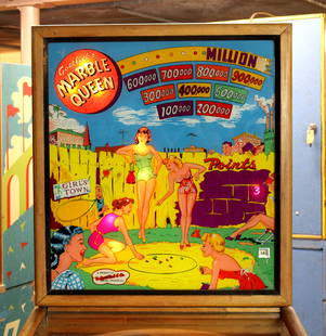 Gottlieb Marble Queen Woodrail Pinball Machine, 1953: *This is a remote auction. All items are located in Warren, Ohio. Pickup or third-party shipping is required on all items. A list of suggested shippers can be found in the terms of this auction and on