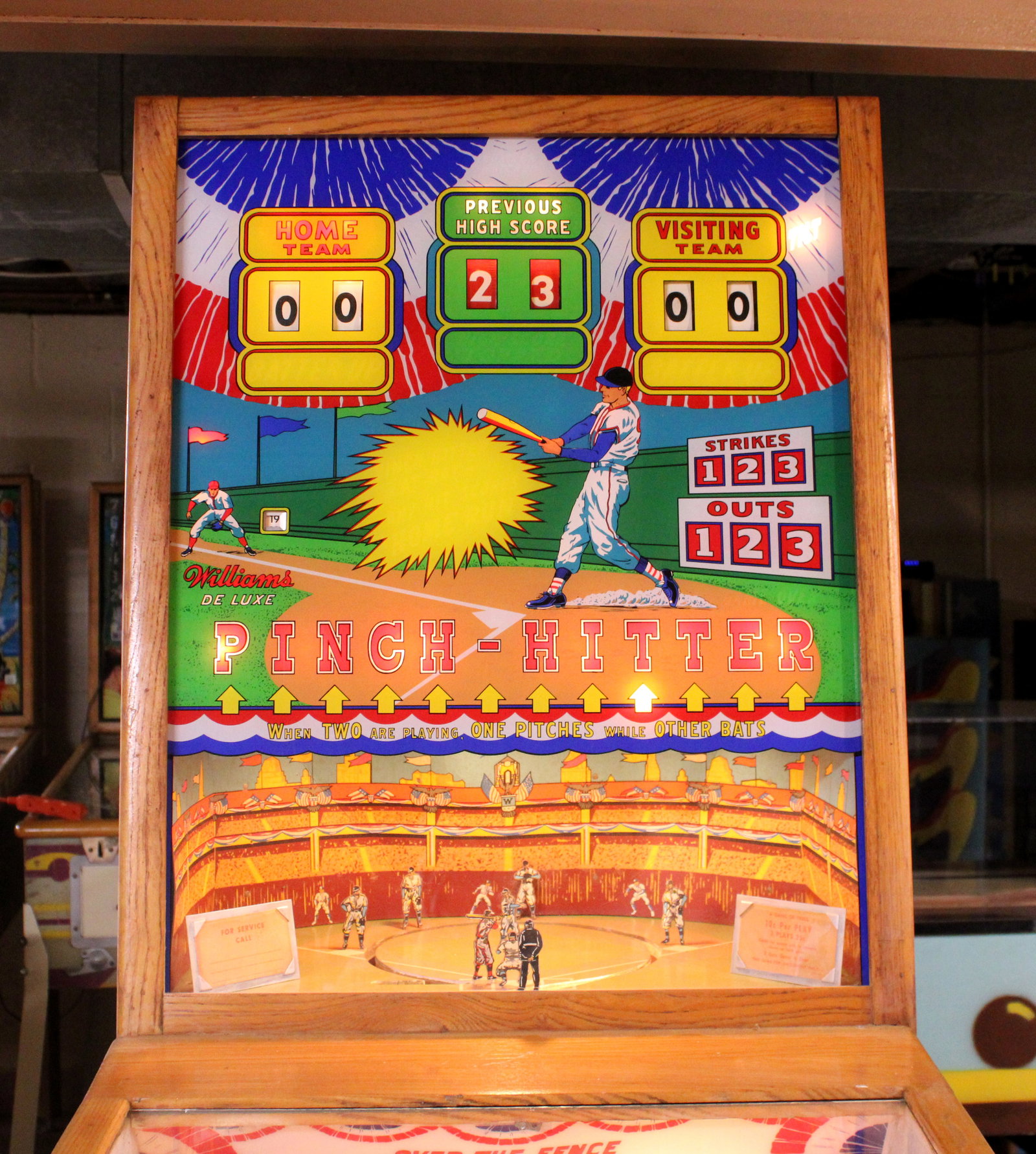 Williams Deluxe Pinch-Hitter Baseball Woodrail Pinball Machine, 1959 (1 of 8)