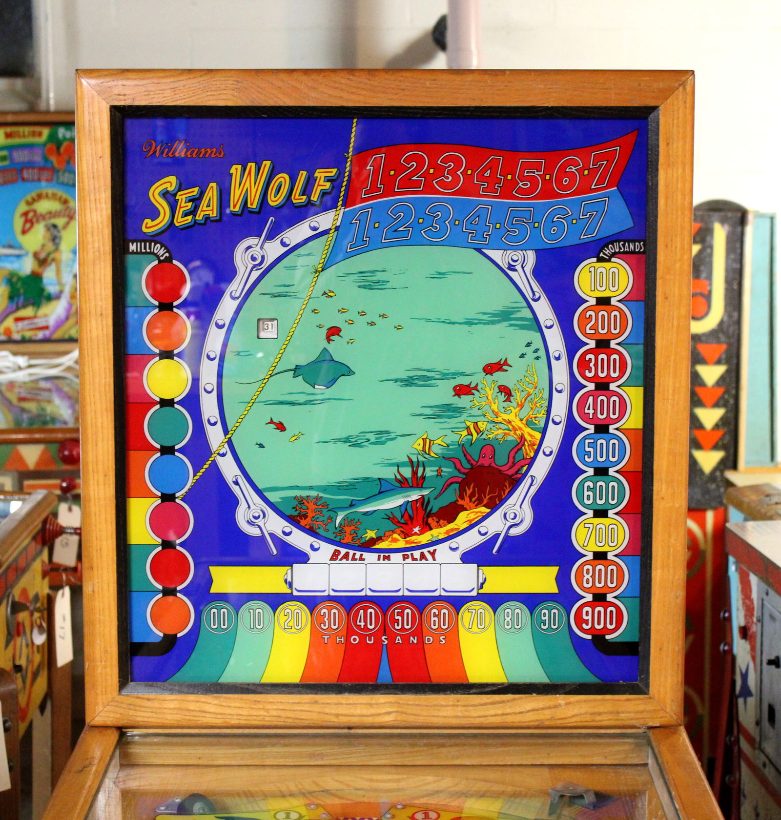 Wiliams Sea Wolf Woodrail Pinball Machine, 1959 (1 of 9)