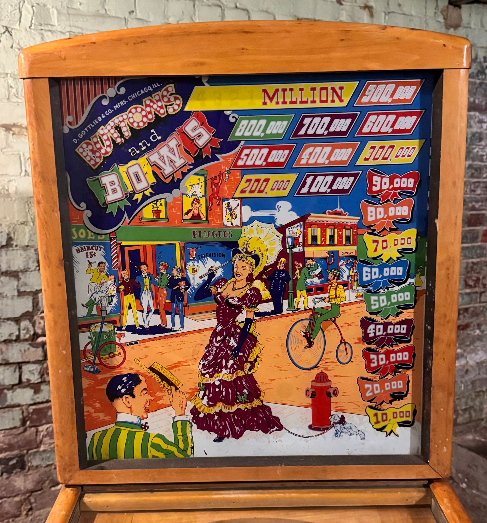 Gottlieb Buttons and Bows Woodrail Pinball Machine, 1949 (1 of 6)