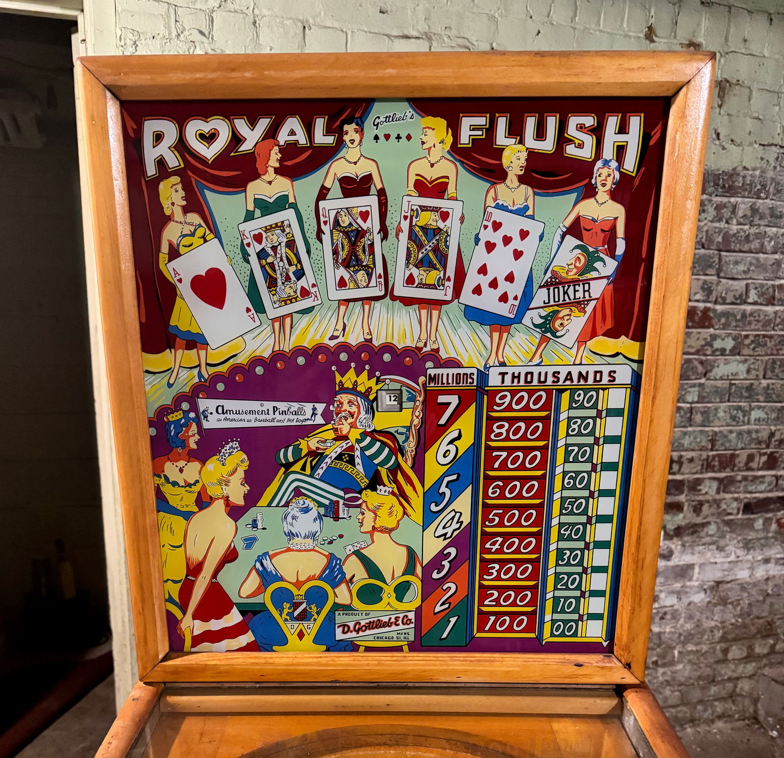 Gottlieb Royal Flush Woodrail Pinball Machine, 1957 (1 of 6)