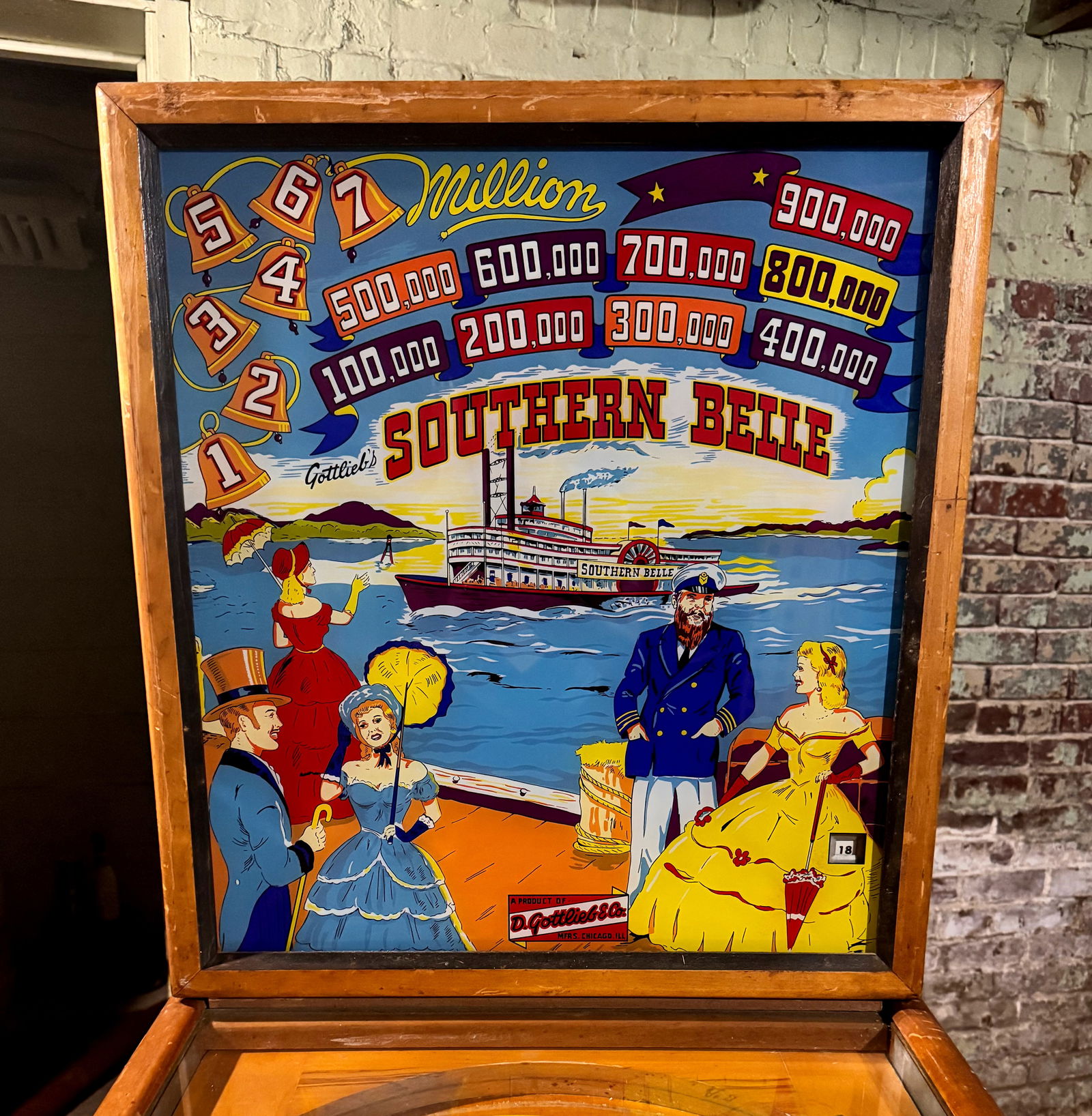 Gottlieb Southern Belle Woodrail Pinball Machine, 1955 (1 of 6)