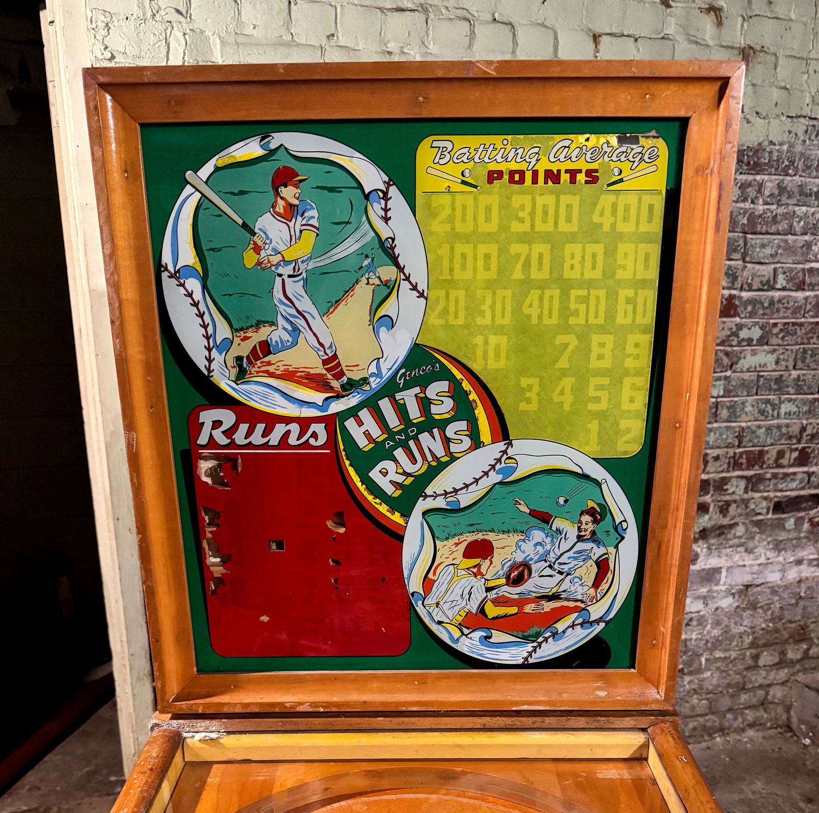 Genco Hits and Runs Baseball Woodrail Pinball Machine, 1951 (1 of 8)
