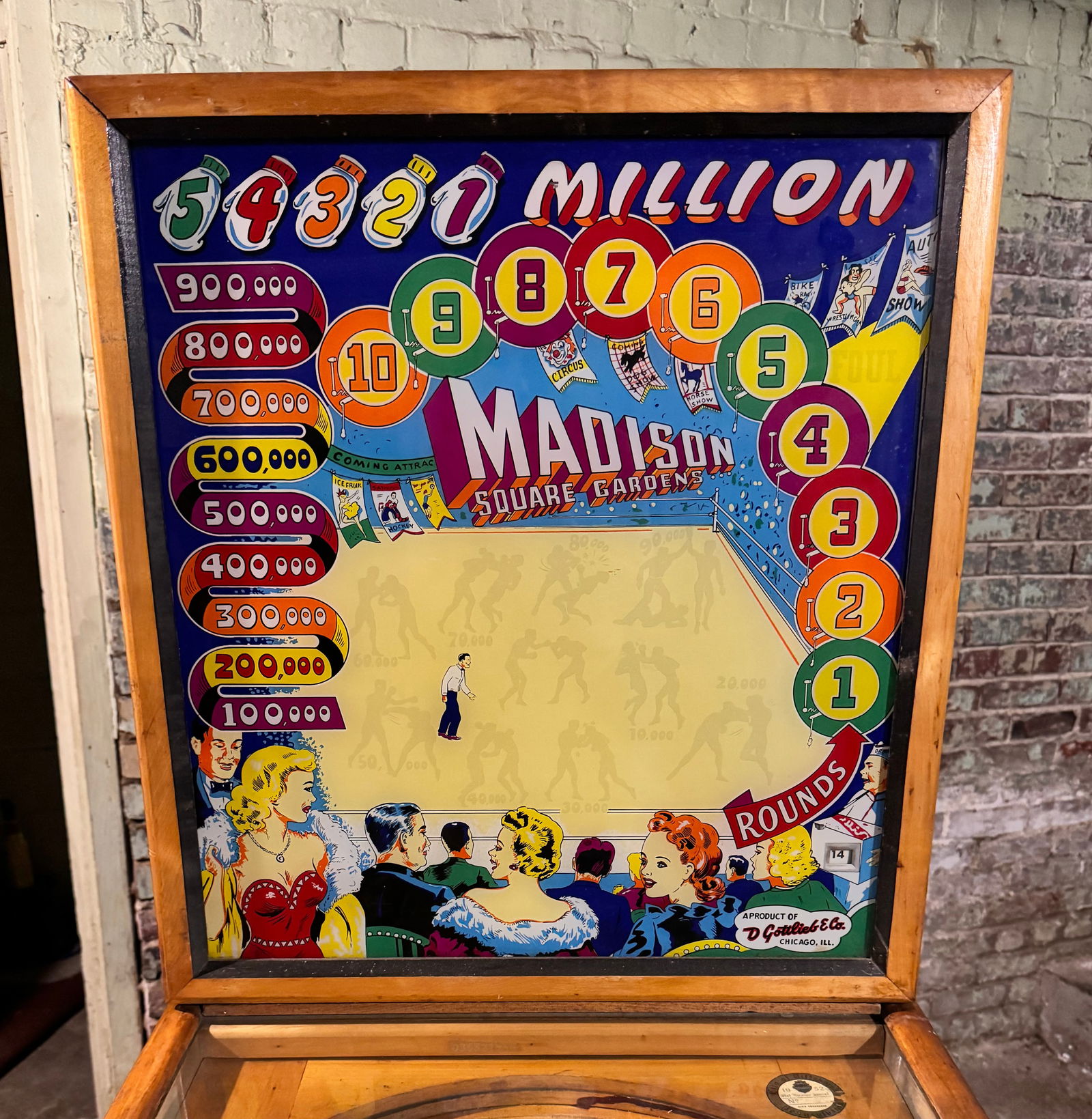 Gottlieb Madison Square Gardens Woodrail Pinball Machine, 1950 (1 of 6)
