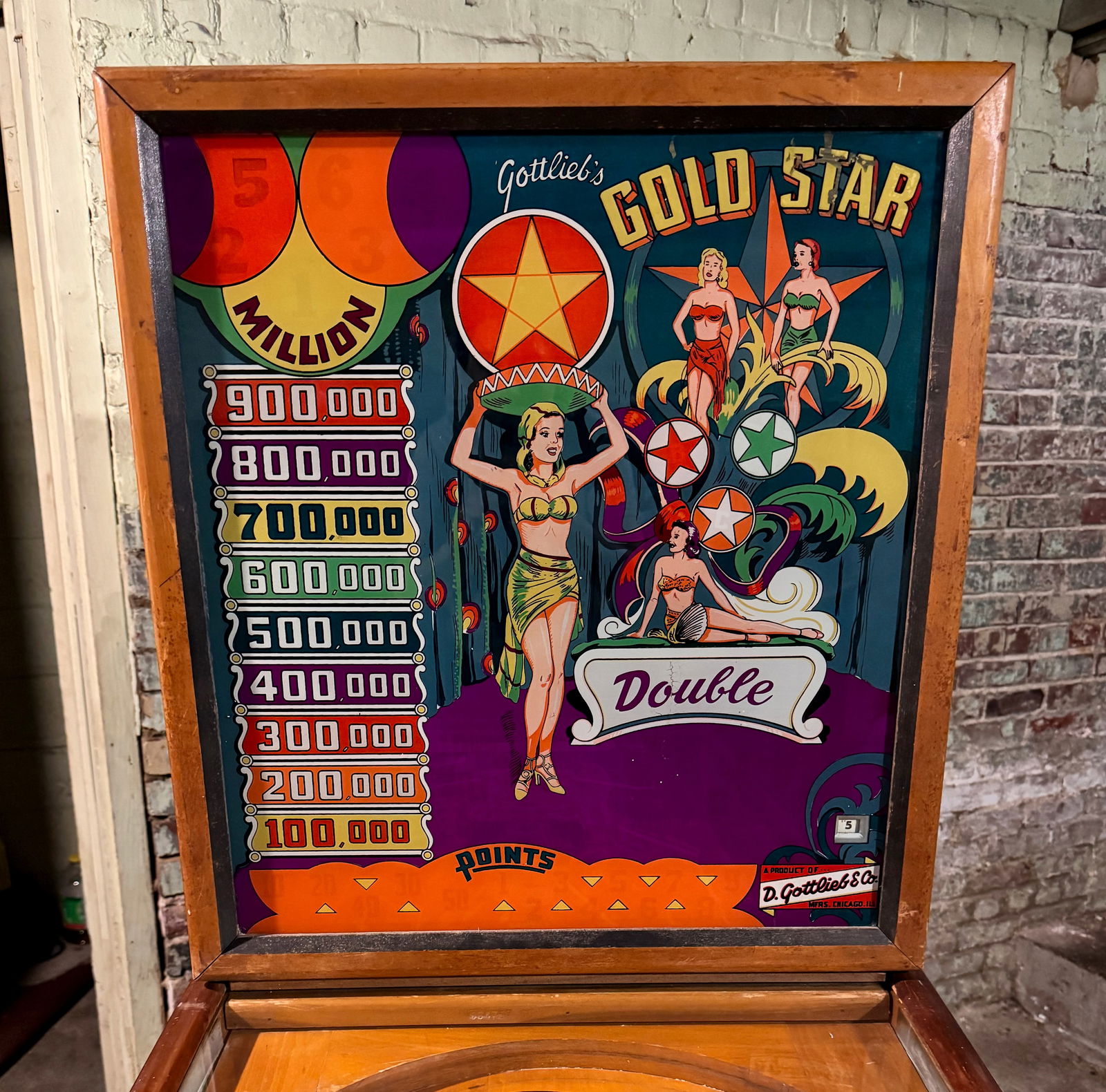 Gottlieb Gold Star Woodrail Pinball Machine, 1954 (1 of 6)