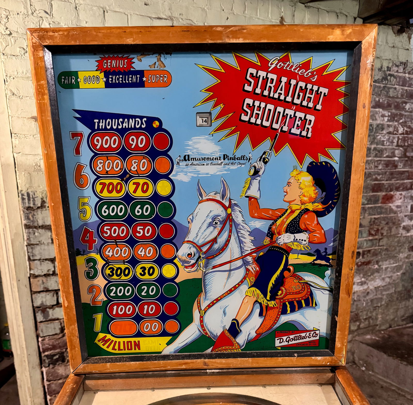 Gottlieb Straight Shooter Woodrail Pinball Machine, 1959 (1 of 6)