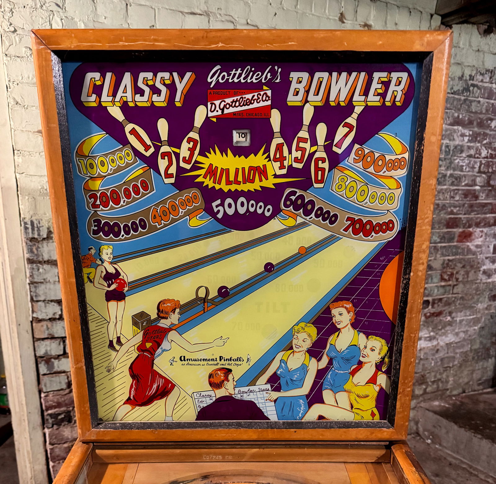 Gottlieb Classy Bowler Woodrail Pinball Machine, 1956 (1 of 6)