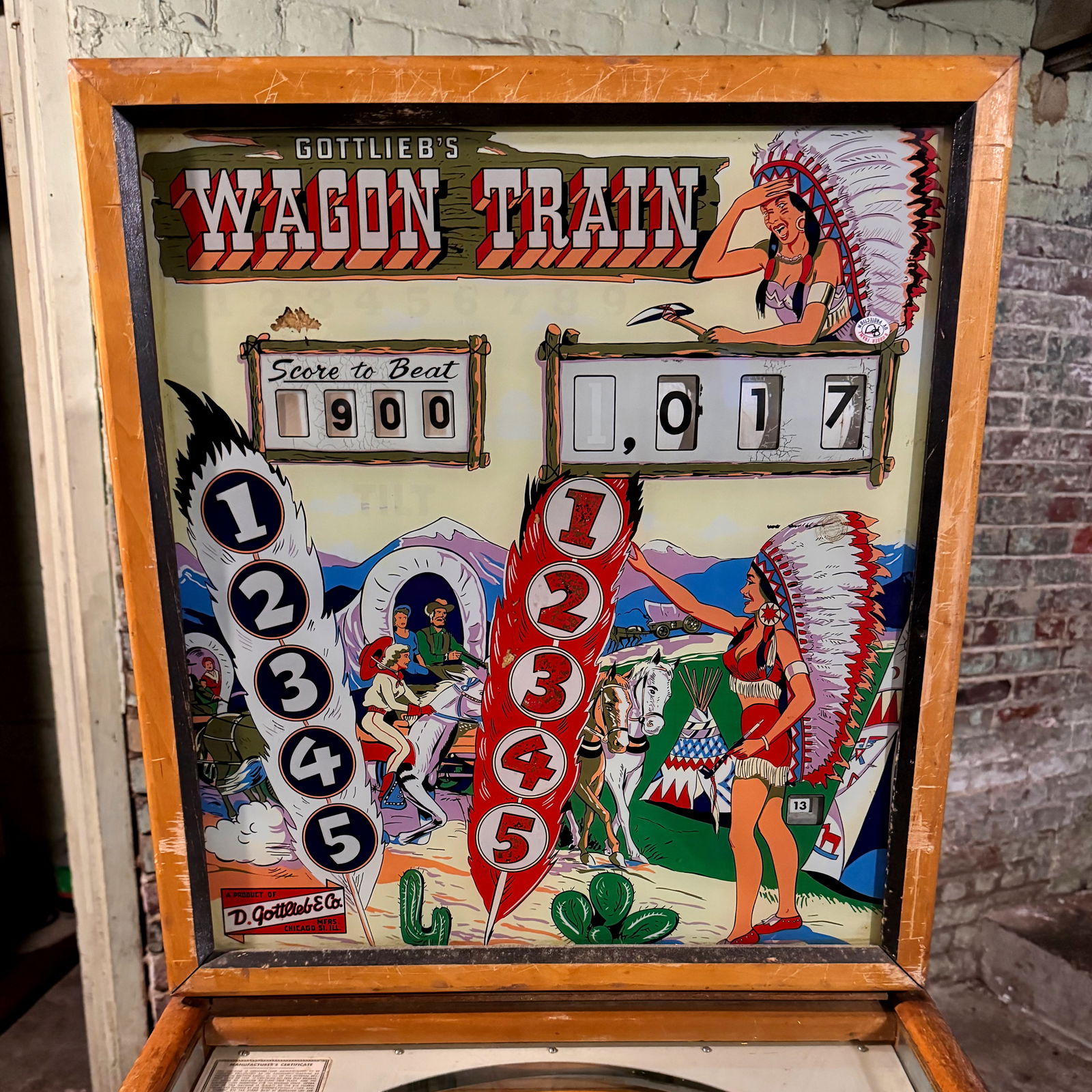 Gottlieb Wagon Train Woodrail Pinball Machine, 1960 (1 of 6)