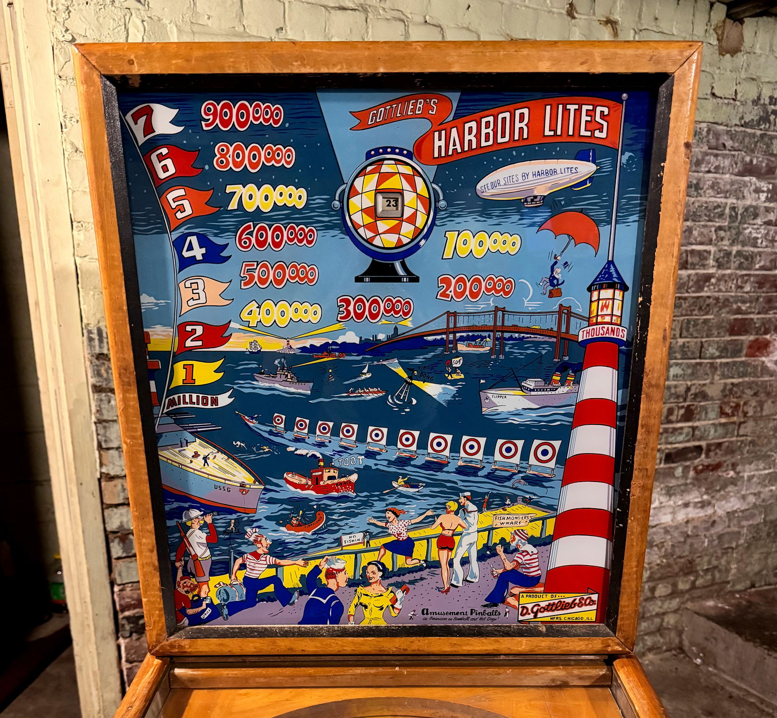 Gottlieb Harbor Lites Woodrail Pinball Machine, 1956 (1 of 6)