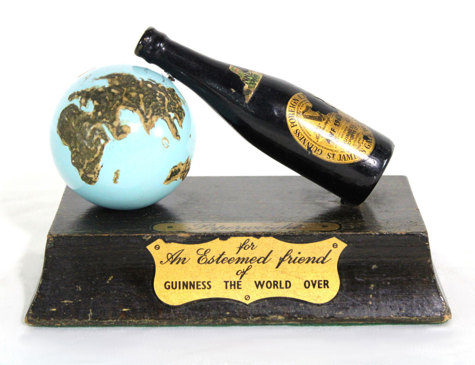 Guiness Beer Promo Paperweight, 1950s: In-house shipping available. Dimensions: 4 x 6 x 3