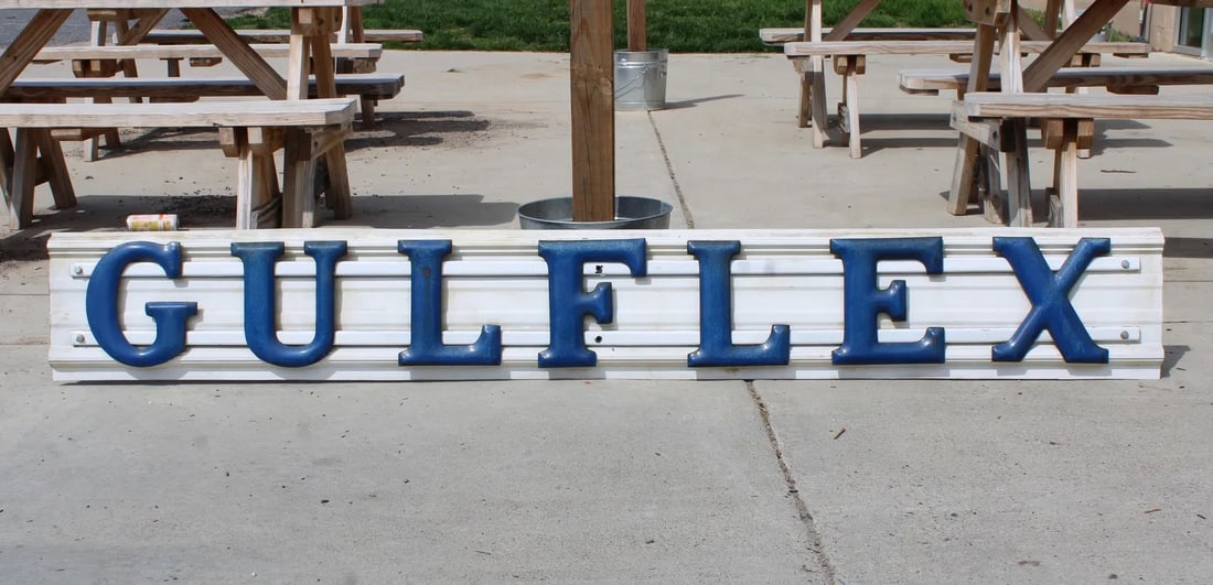 Gulflex Porcelain Automotive Service Station Letters Sign (1 of 2)