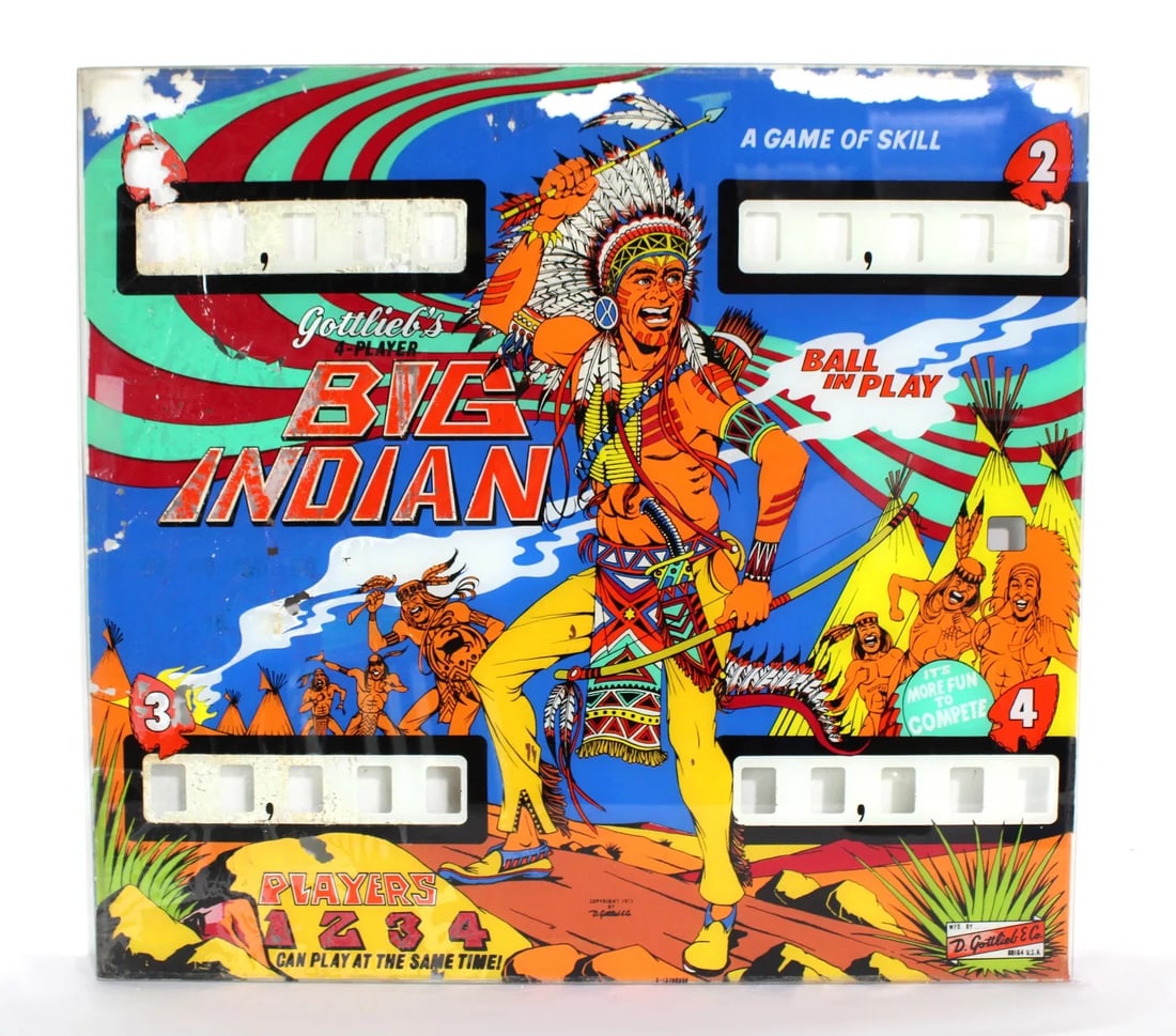 Gottlieb Big Indian Pinball Backglass (1 of 1)