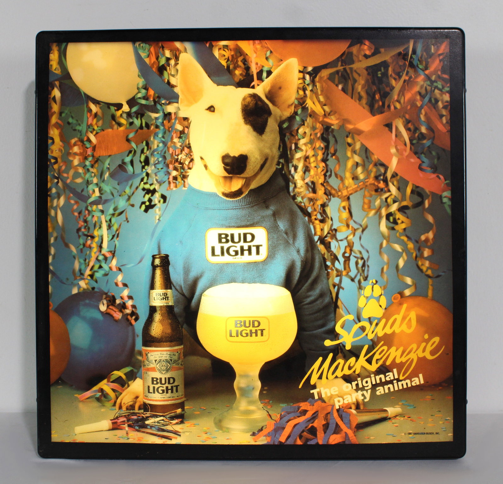 Spudz Mackenzie Bud Light Beer Light Up Sign, 1987 (1 of 1)