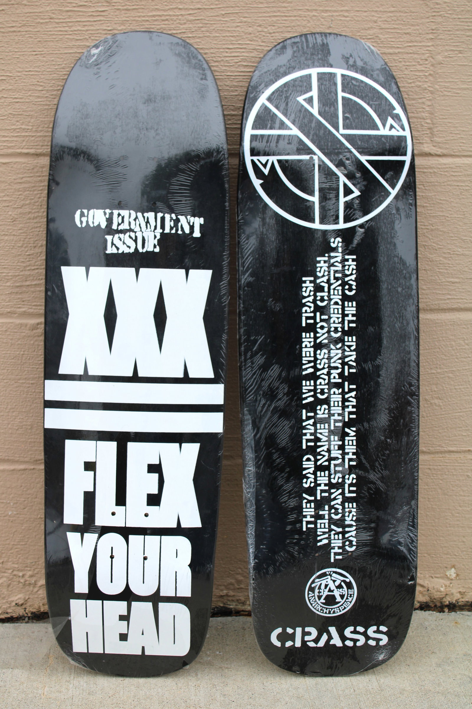 Crass and Flex Your Head NOS Limited Edition Band Themed Skateboard Decks (1 of 2)