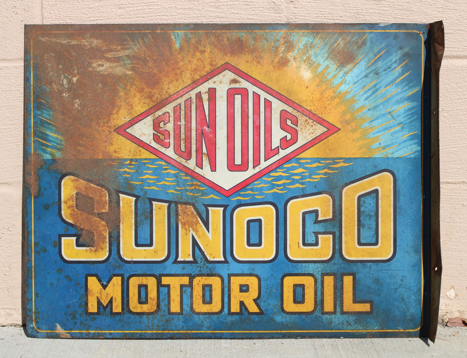 Sunoco Sun Oils Motor Oil Tin Flange Sign (1 of 3)