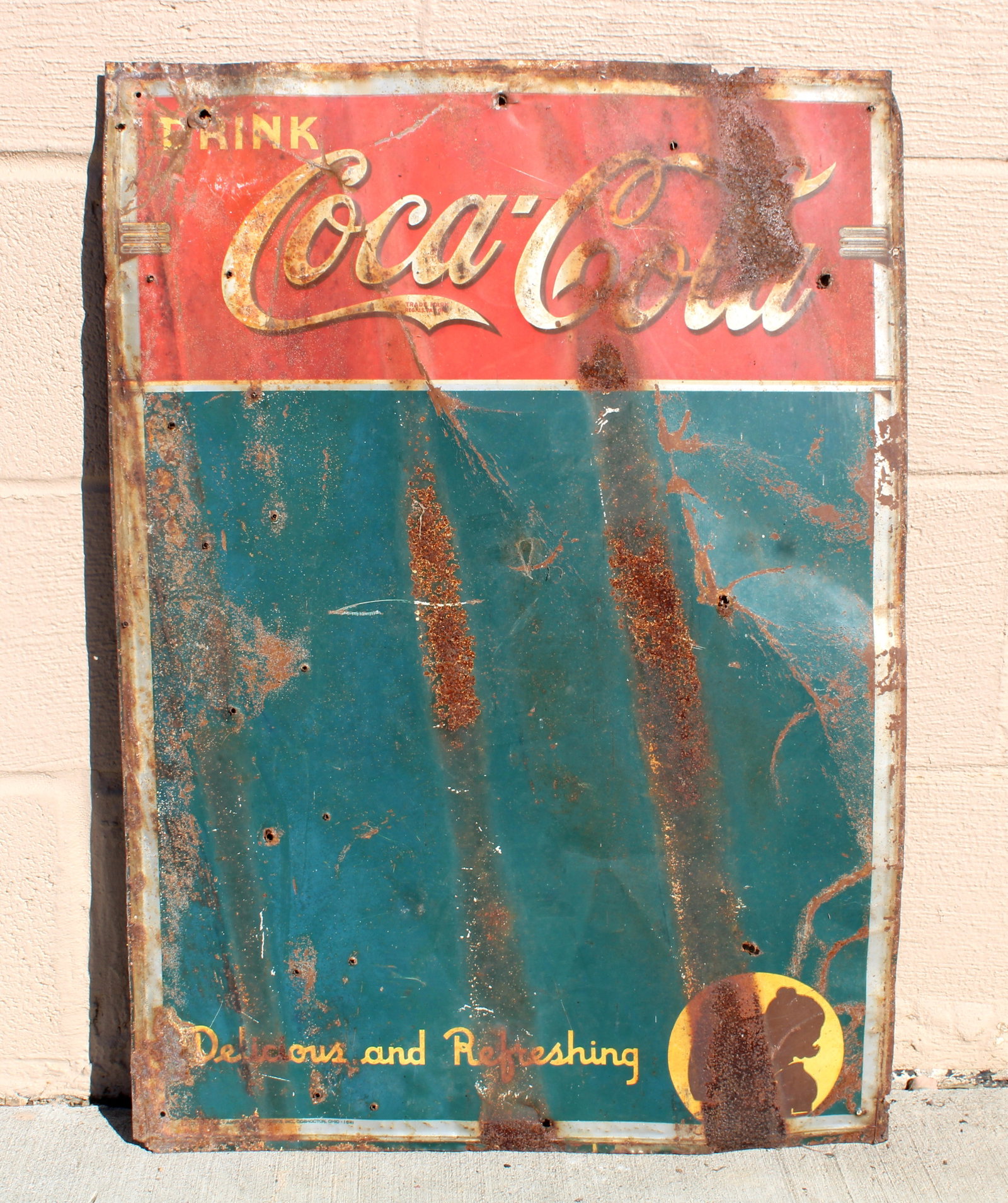 Embossed Coca Cola Menu Board: This item requires third-party shipping or pickup arrangements to be made. Dimensions: 28 x 20