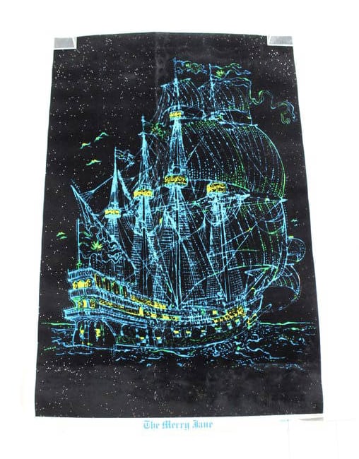 1970s PRO ARTS Inc. Blacklight Poster - The Merry Jane Sailing Ship (1 of 3)