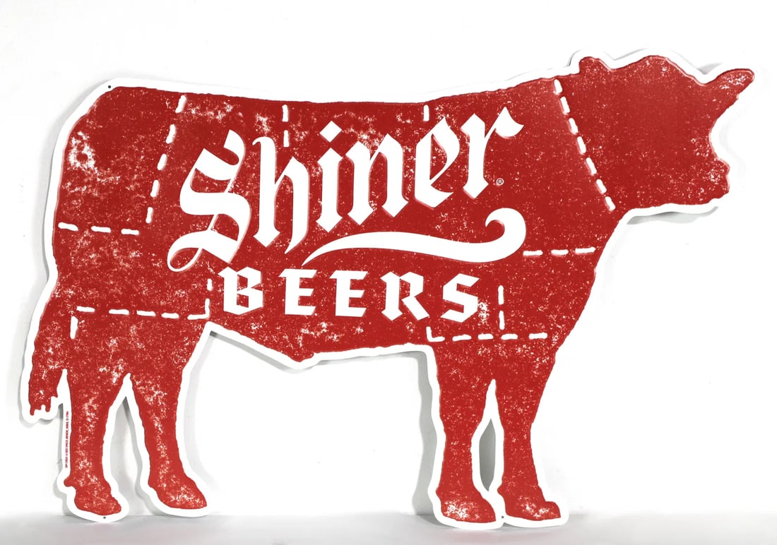 Shiner Beer Die Cut Cow Tin Sign (1 of 1)
