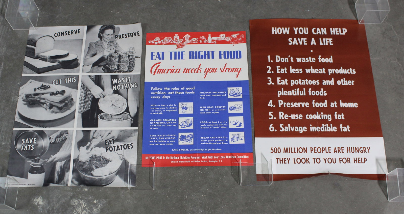 National Nutrition World War II Propaganda Posters: Ships rolled. In-house shipping available. Dimensions of One: 26 x 19