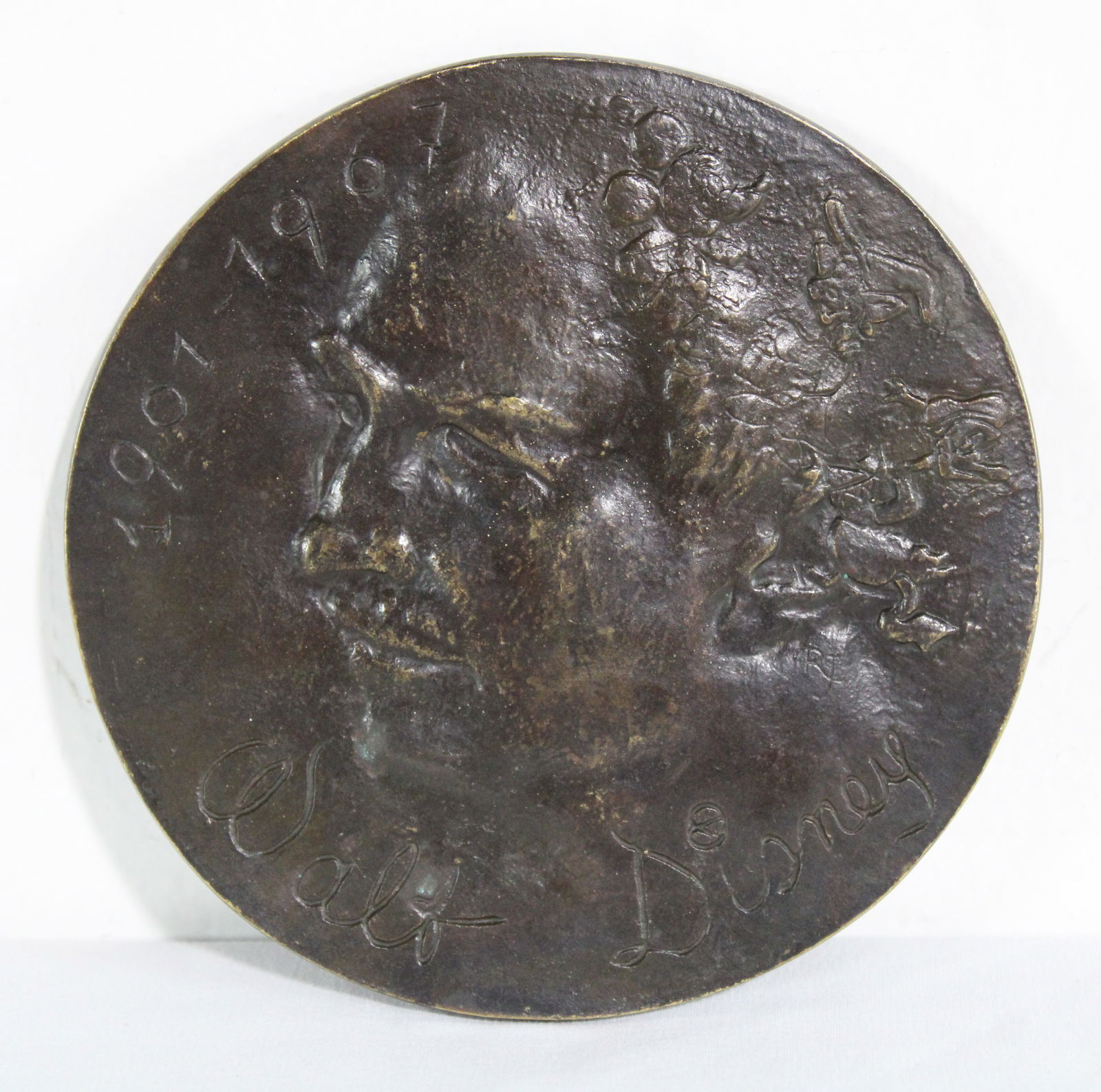 Bronze Walt Disney Plaque "True Life Adventures": In-house shipping available. Dimensions: 5 x 5